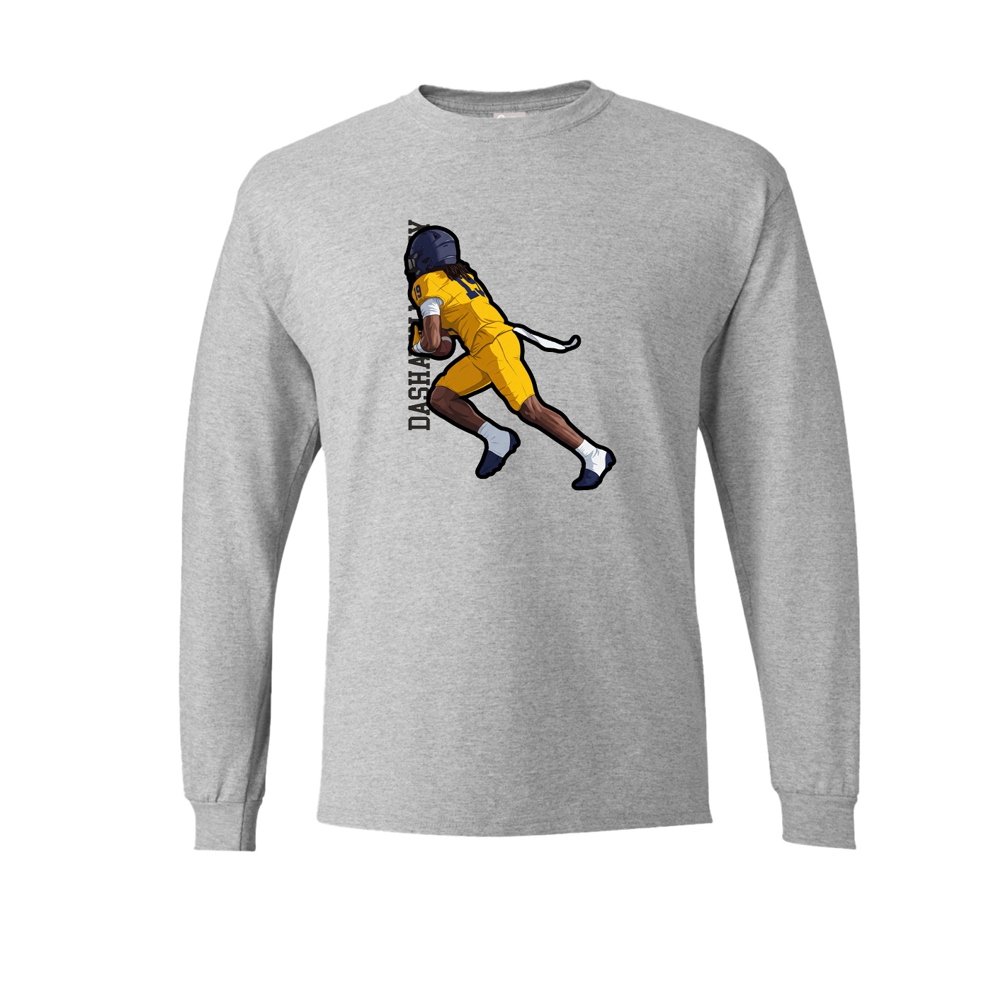 Long Sleeve Tee — Name Vertical in Grey