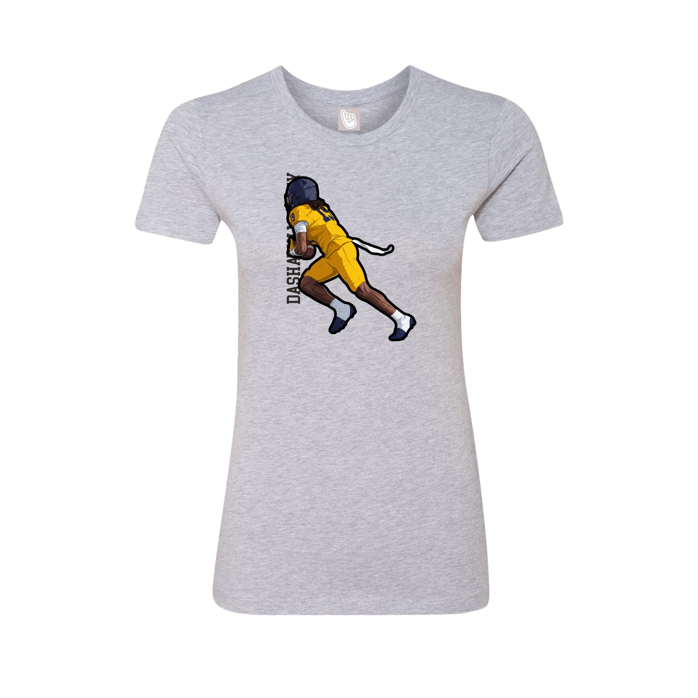 Fitted Women's Tee — Name Vertical in Grey