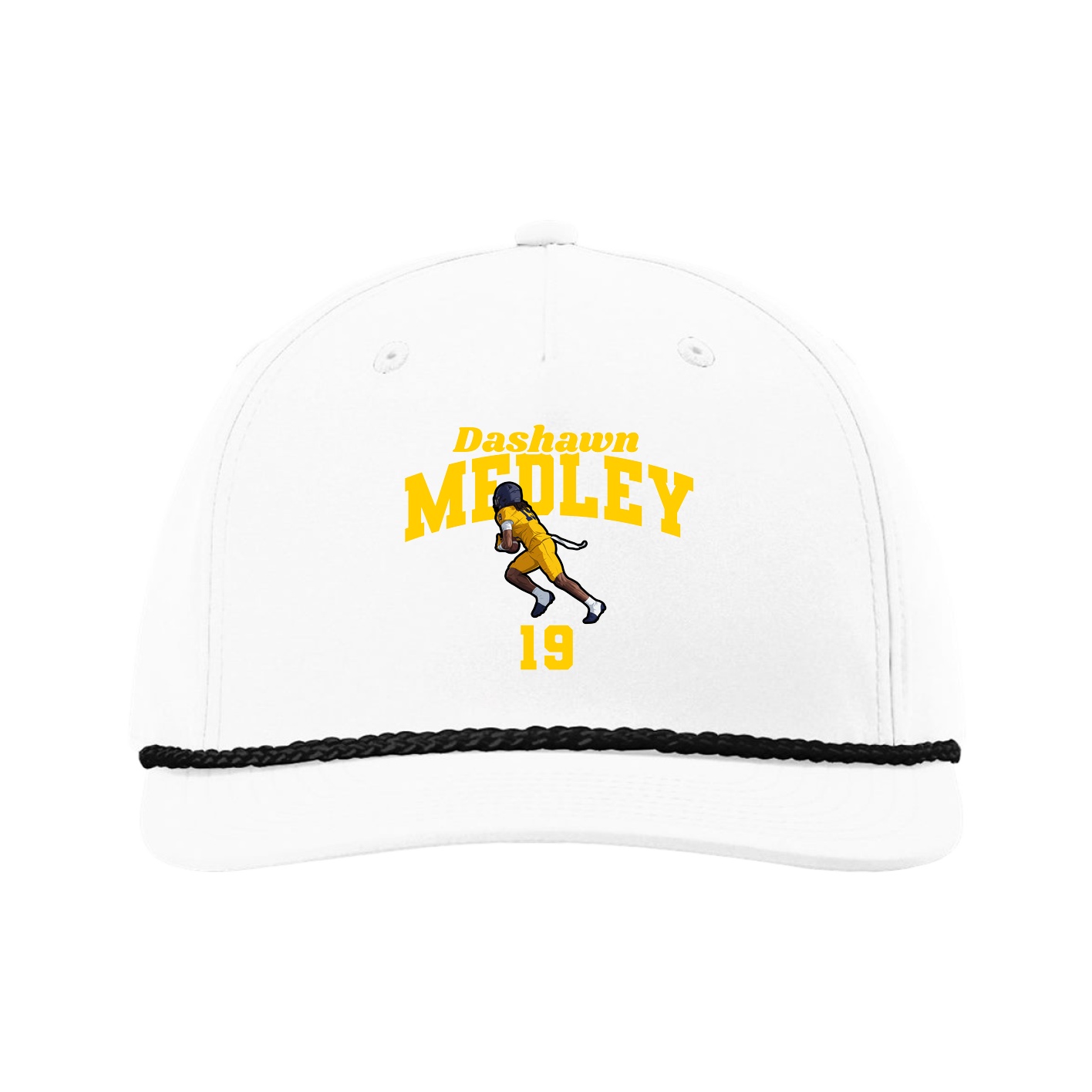 Five-Panel Classic Rope Cap — Signature Arch in White