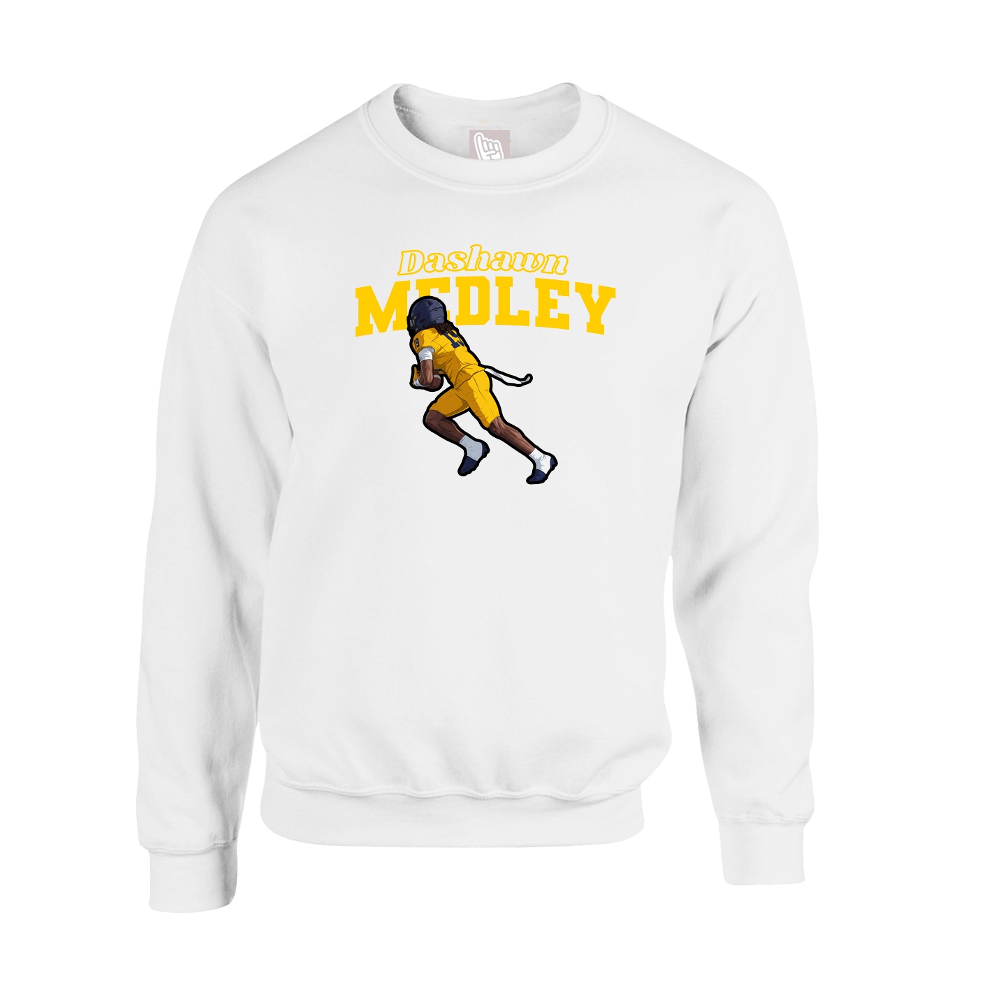 Fleece Crew — Name Arch in White
