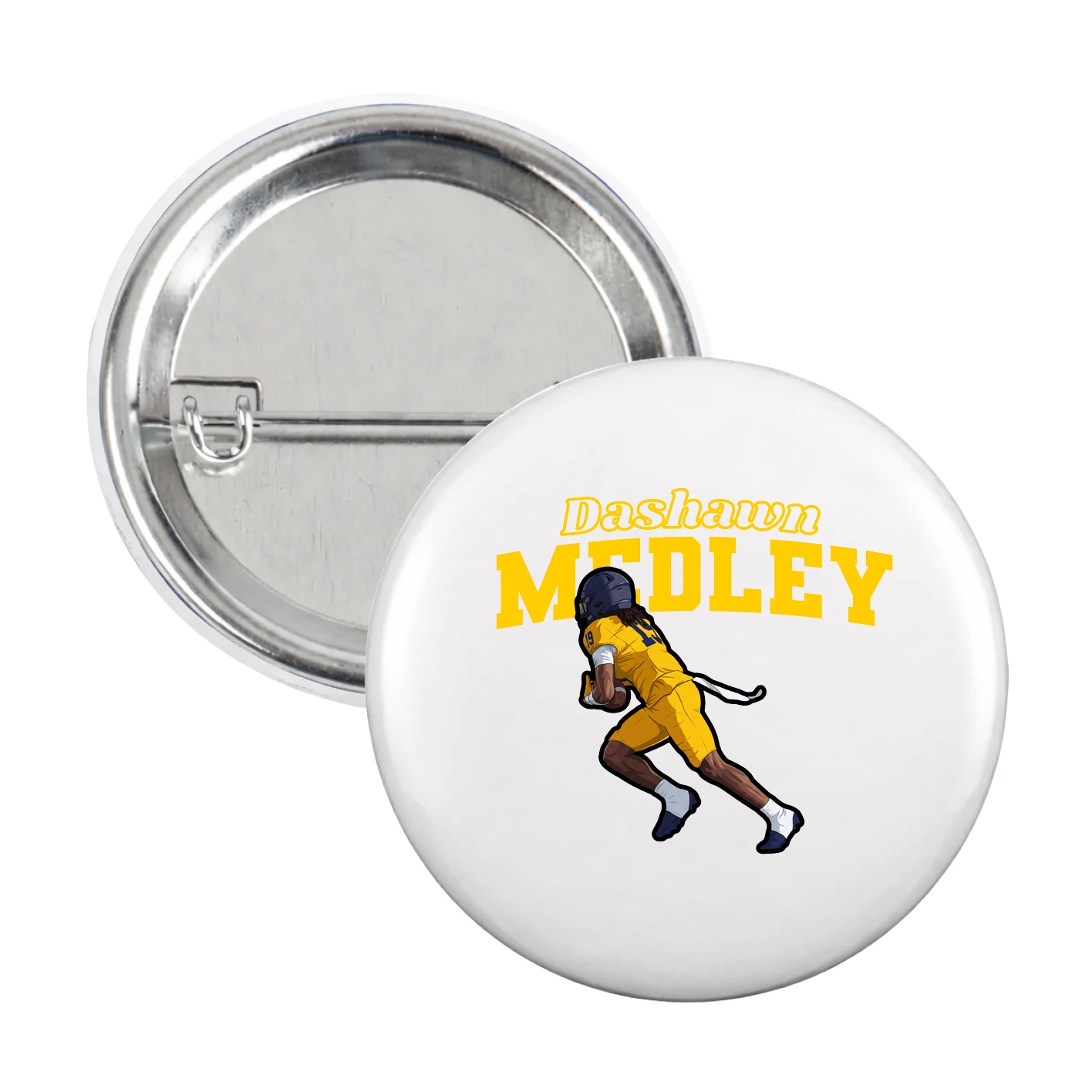 Game Day Button — Name Arch in White
