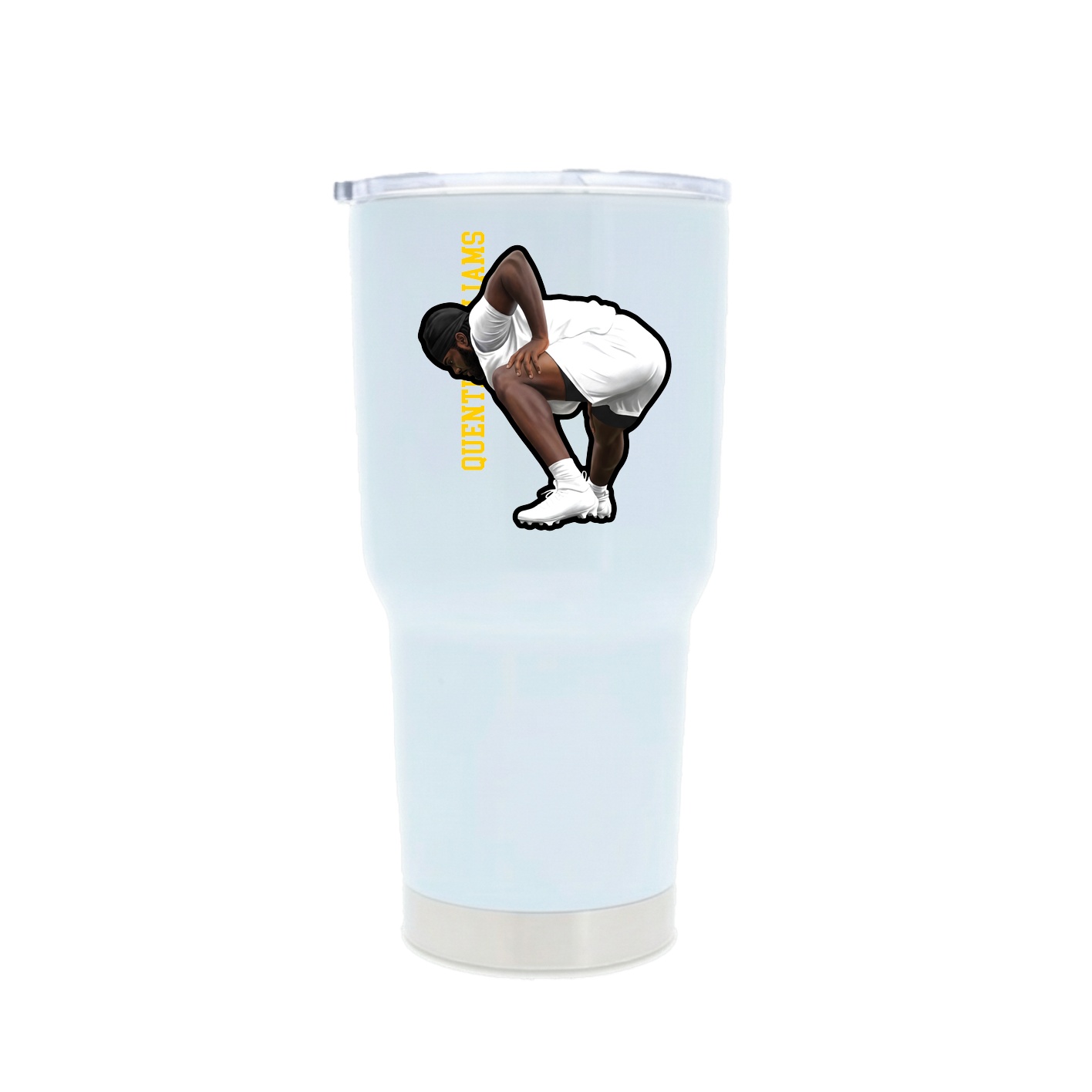 30oz Stainless Steel Tumbler — Name Vertical in White