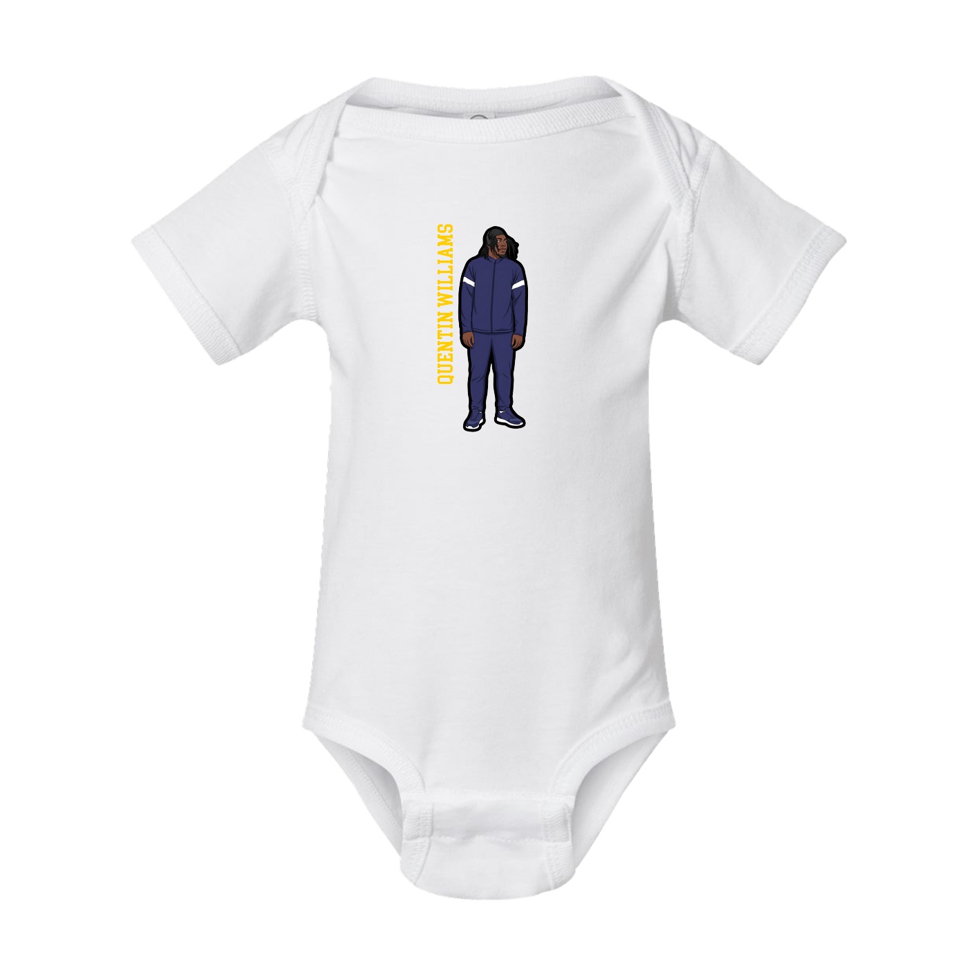 Baby Onesie — Name Vertical in White