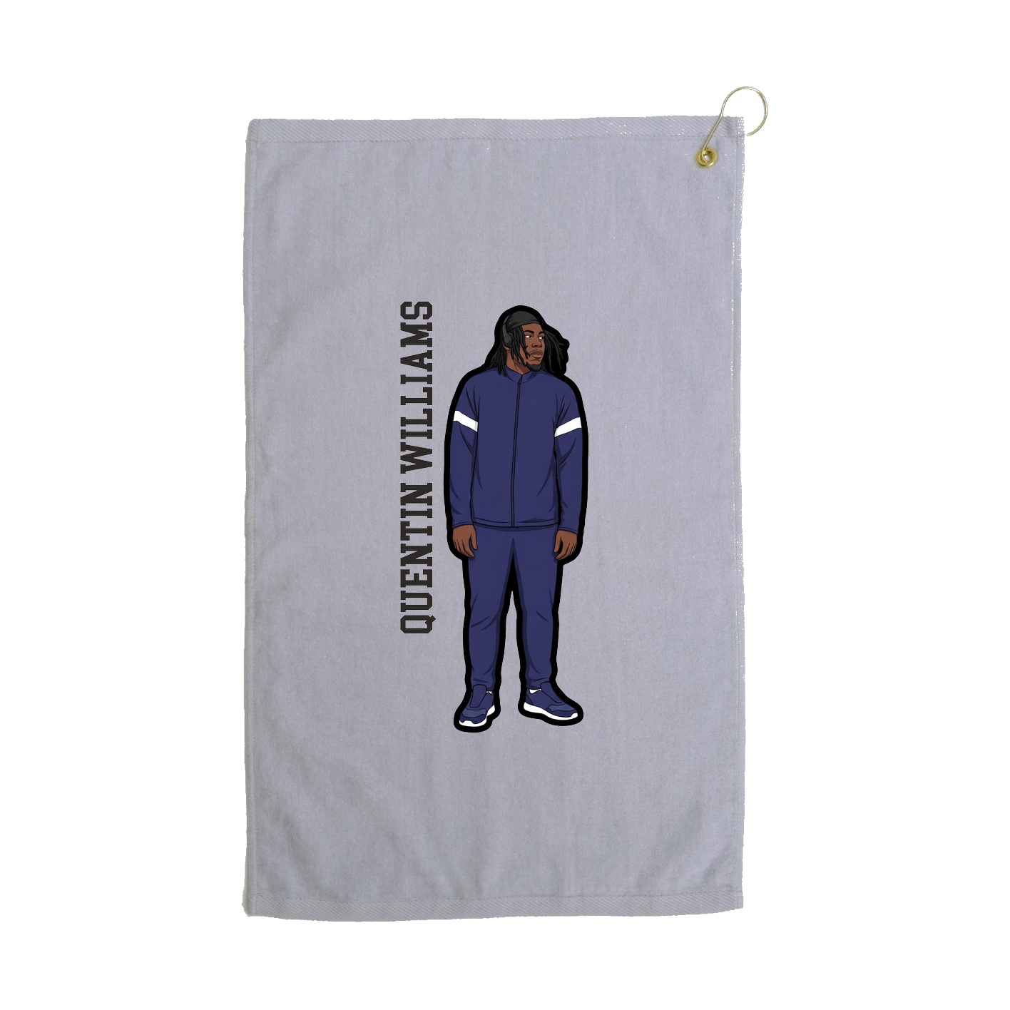 Golf Towel — Name Vertical in Grey