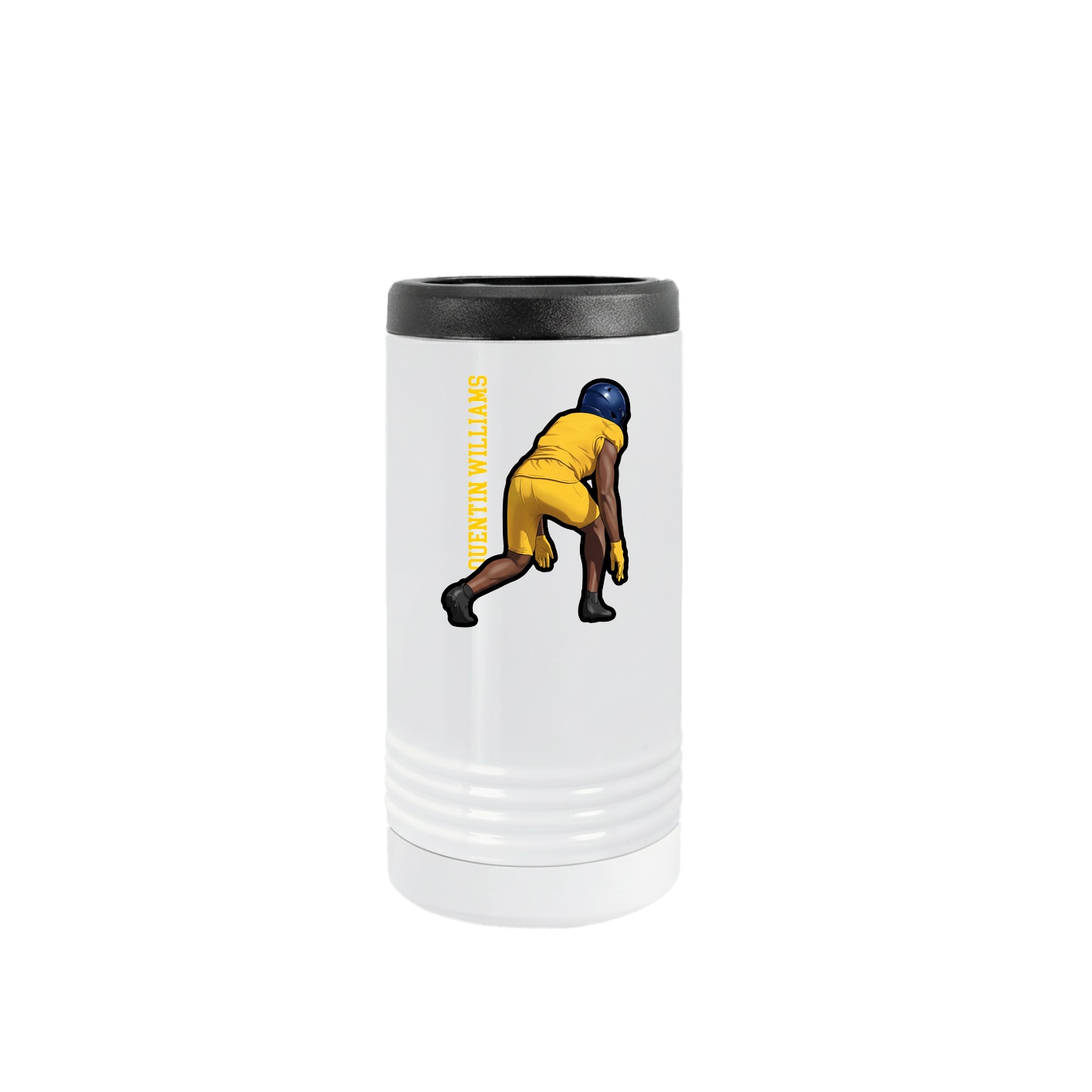 Slim Beverage Holder — Name Vertical in White