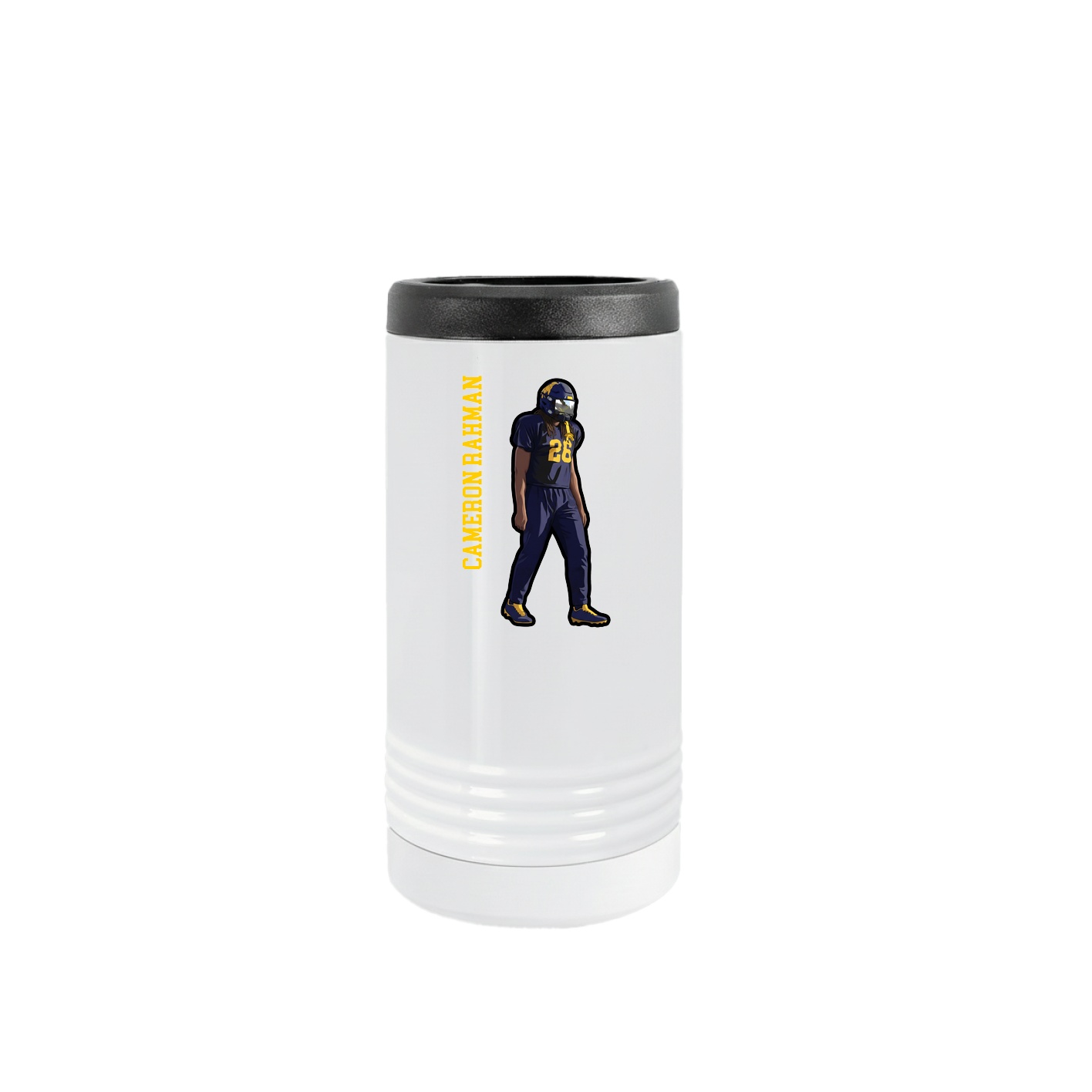 Slim Beverage Holder — Name Vertical in White