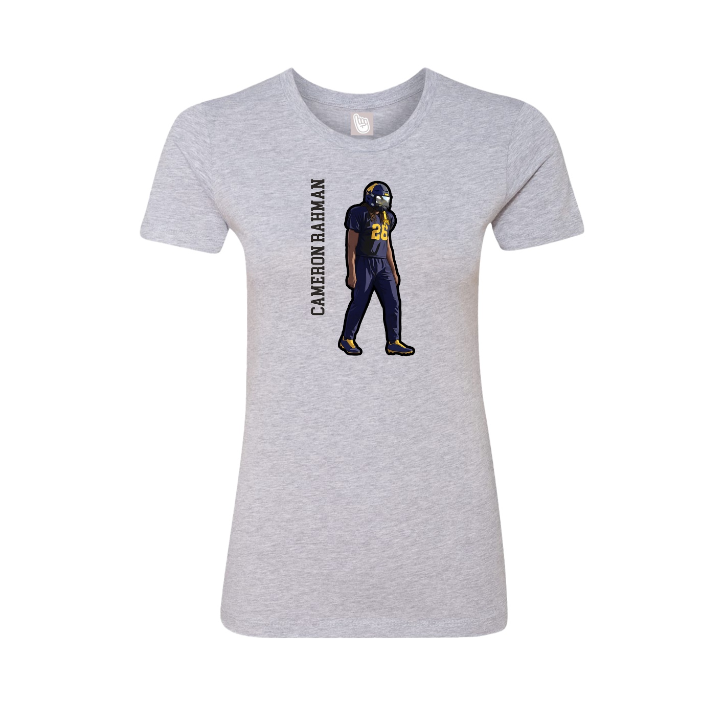 Fitted Women's Tee — Name Vertical in Grey