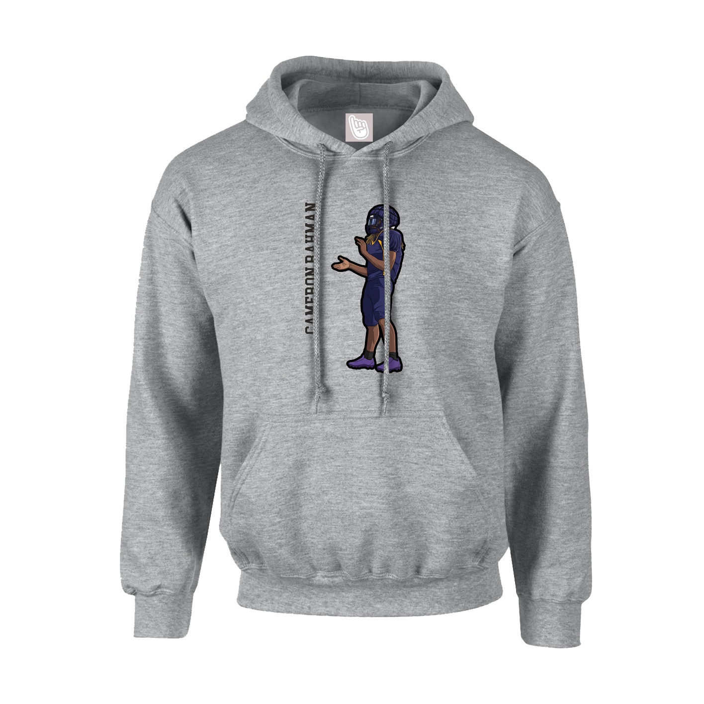 Hoodie — Name Vertical in Grey