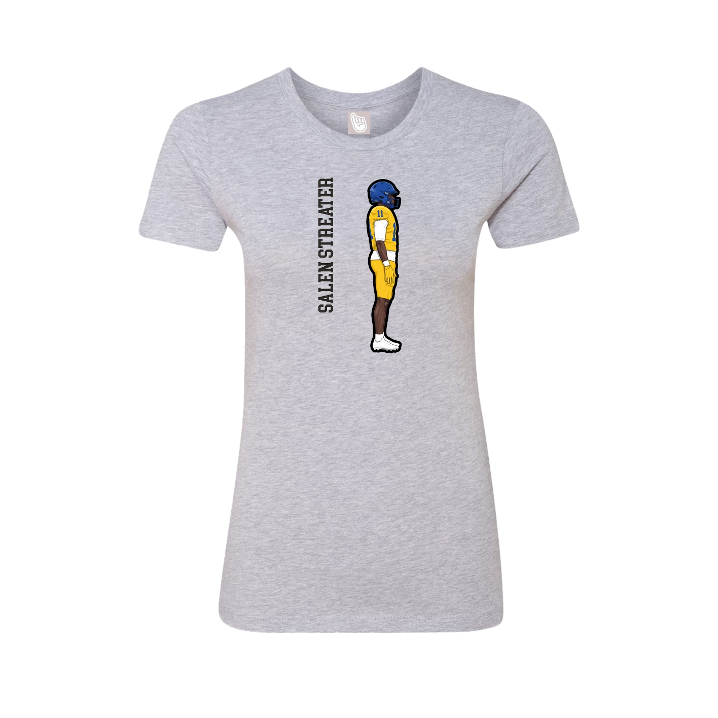 Fitted Women's Tee — Name Vertical in Grey