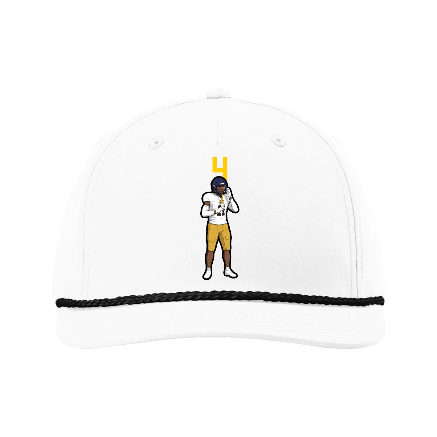 Five-Panel Classic Rope Cap — Number Top in White