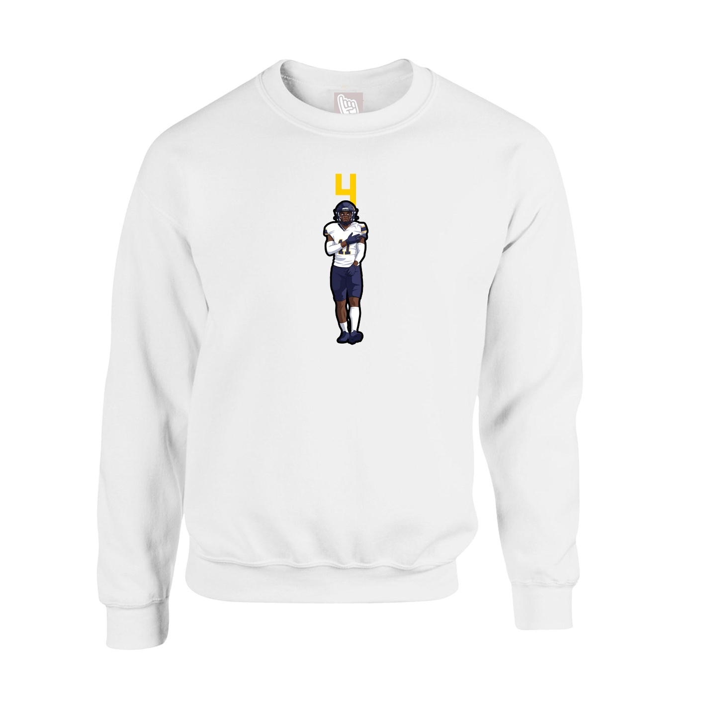 Fleece Crew — Number Top in White