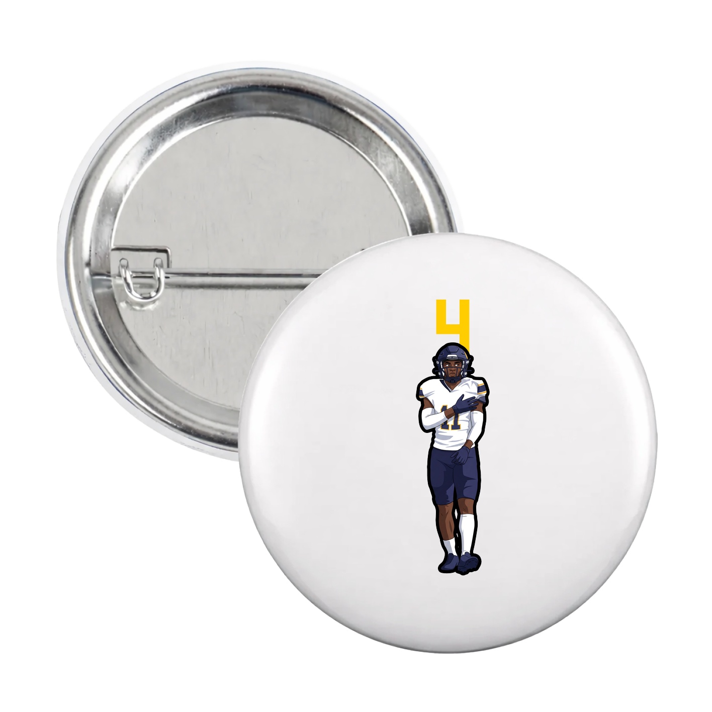 Game Day Button — Number Top in White