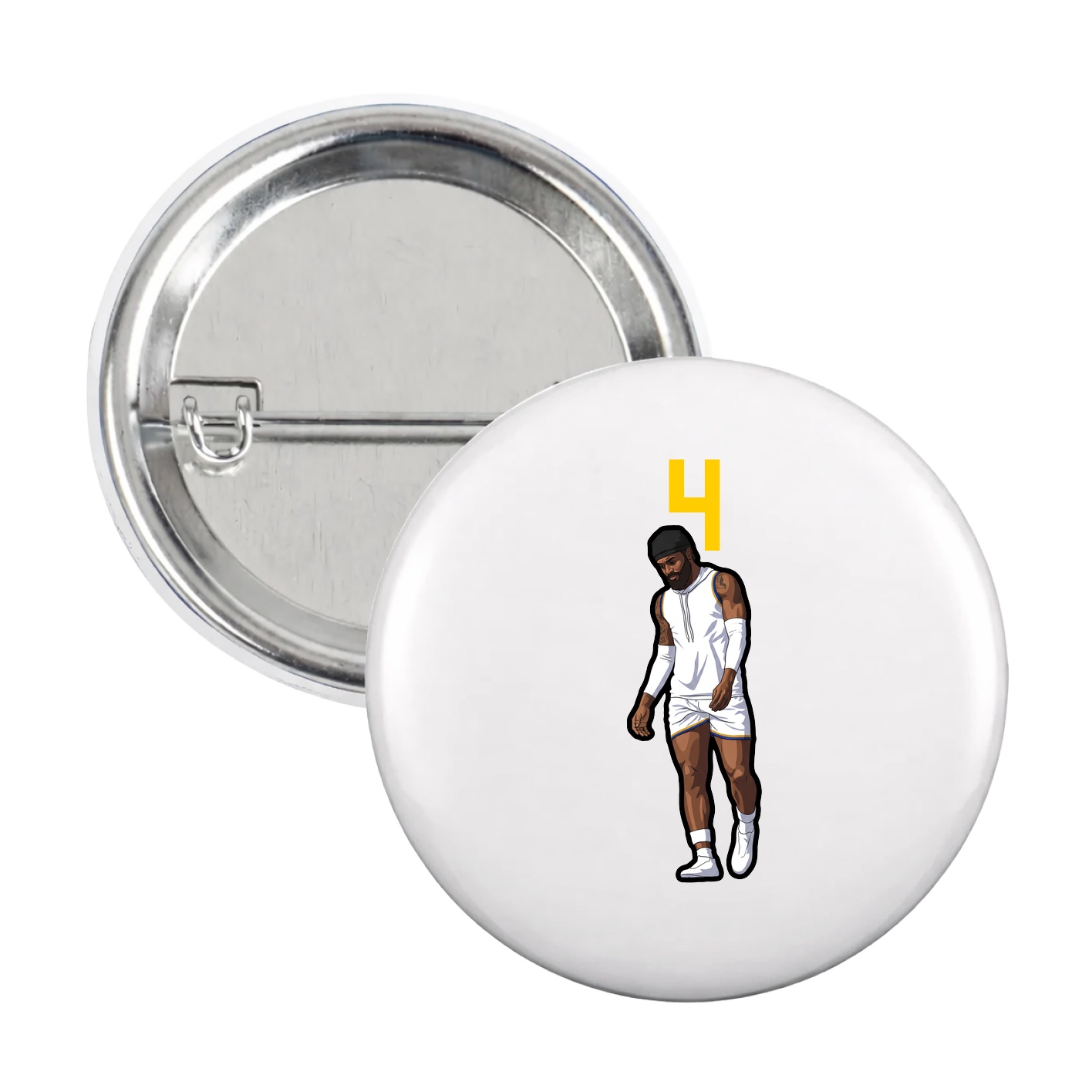 Game Day Button — Number Top in White