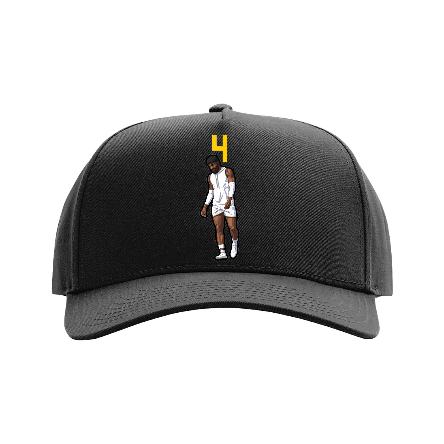Full Fabric Five-Panel Champ Cap — Number Top in Black