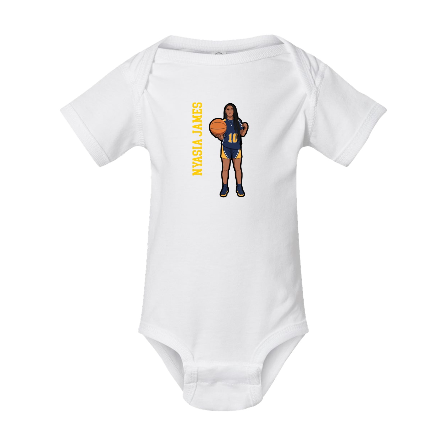 Baby Onesie — Name Vertical in White