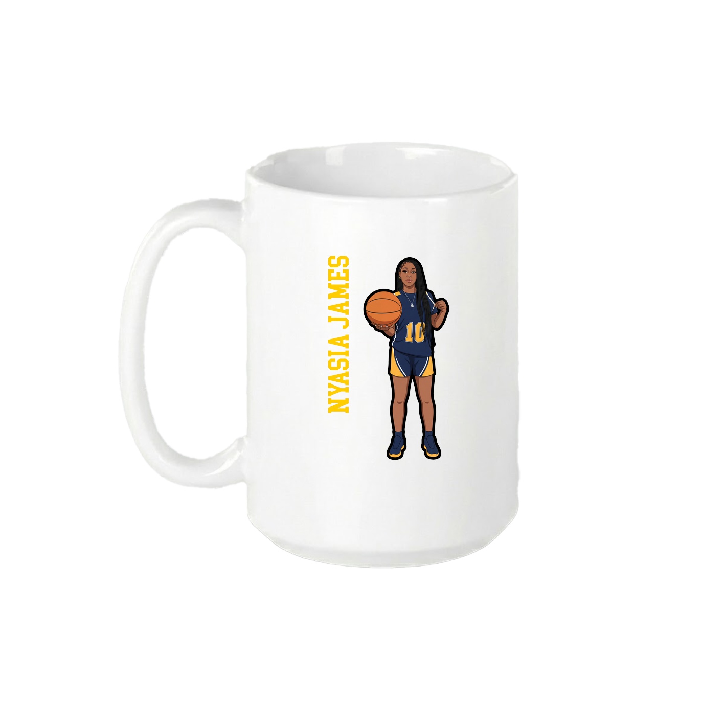 15oz Coffee Mug — Name Vertical in White