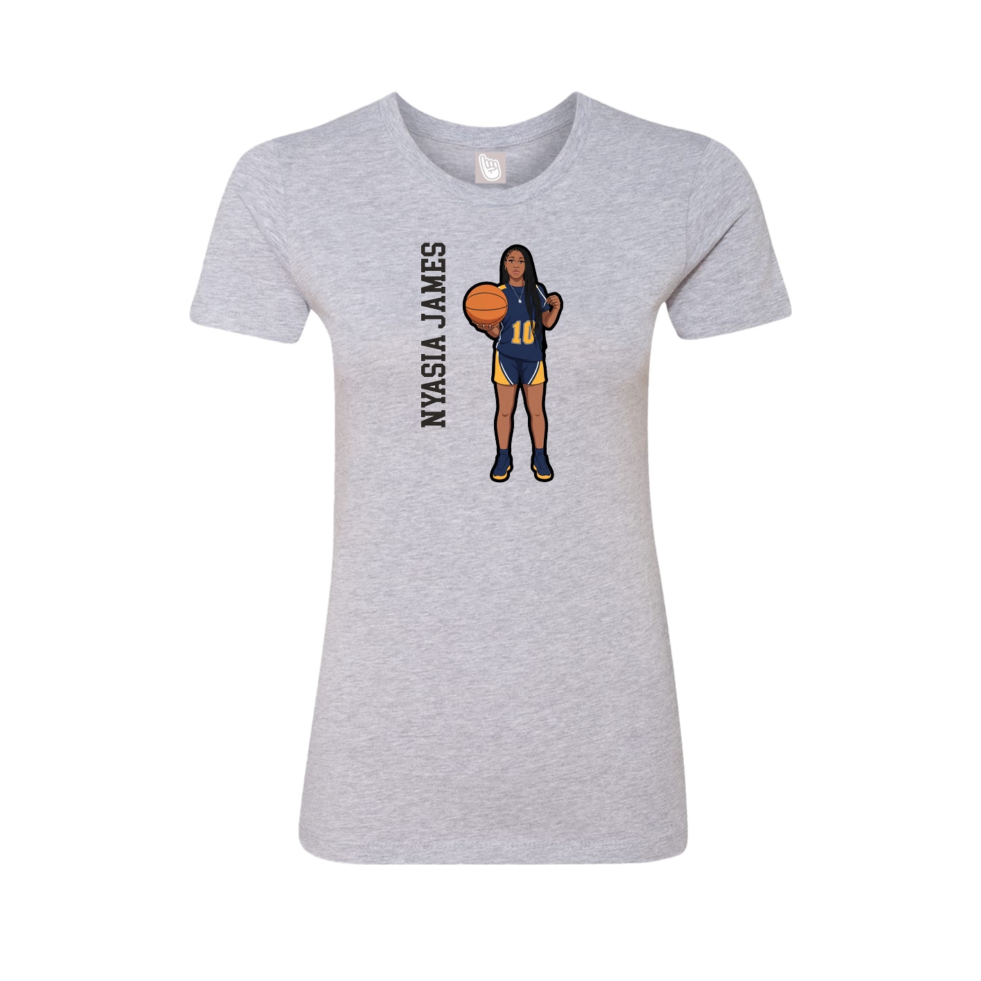 Fitted Women's Tee — Name Vertical in Grey