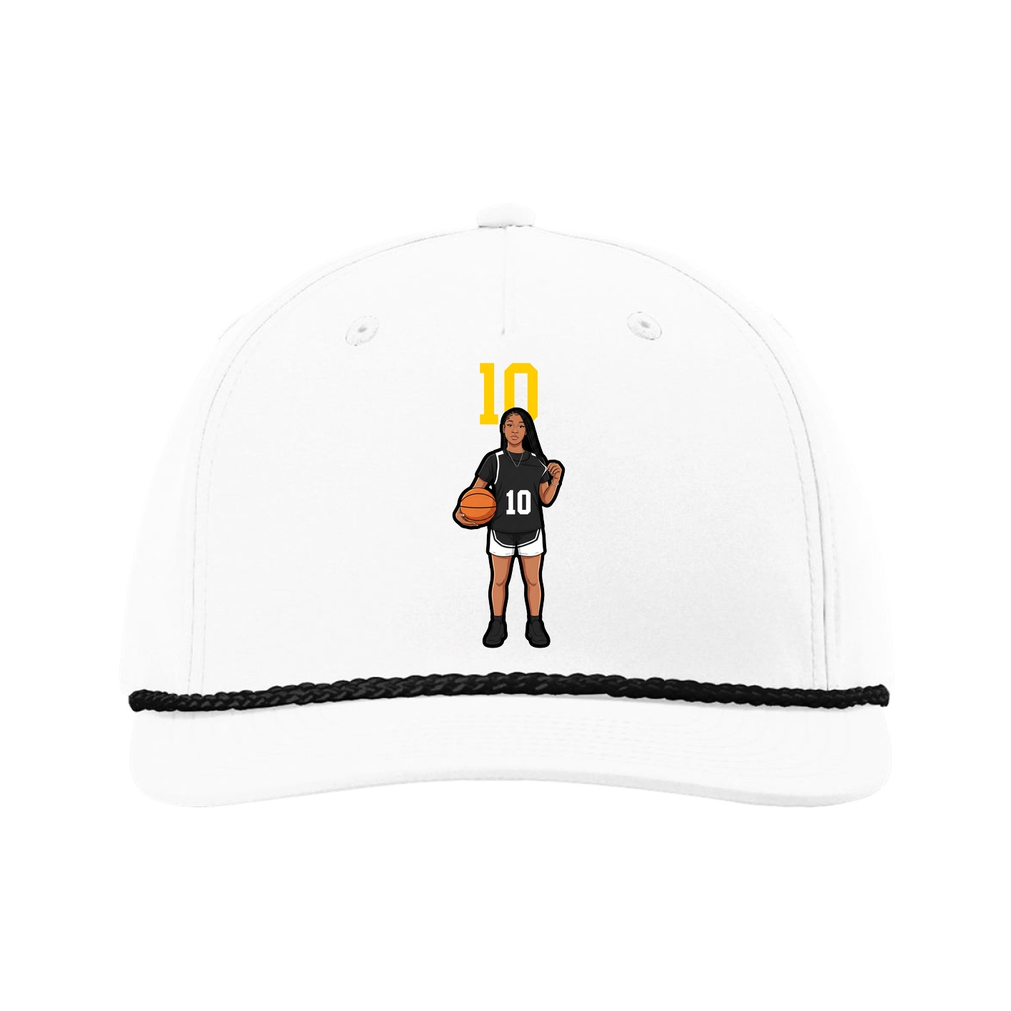 Five-Panel Classic Rope Cap — Number Top in White