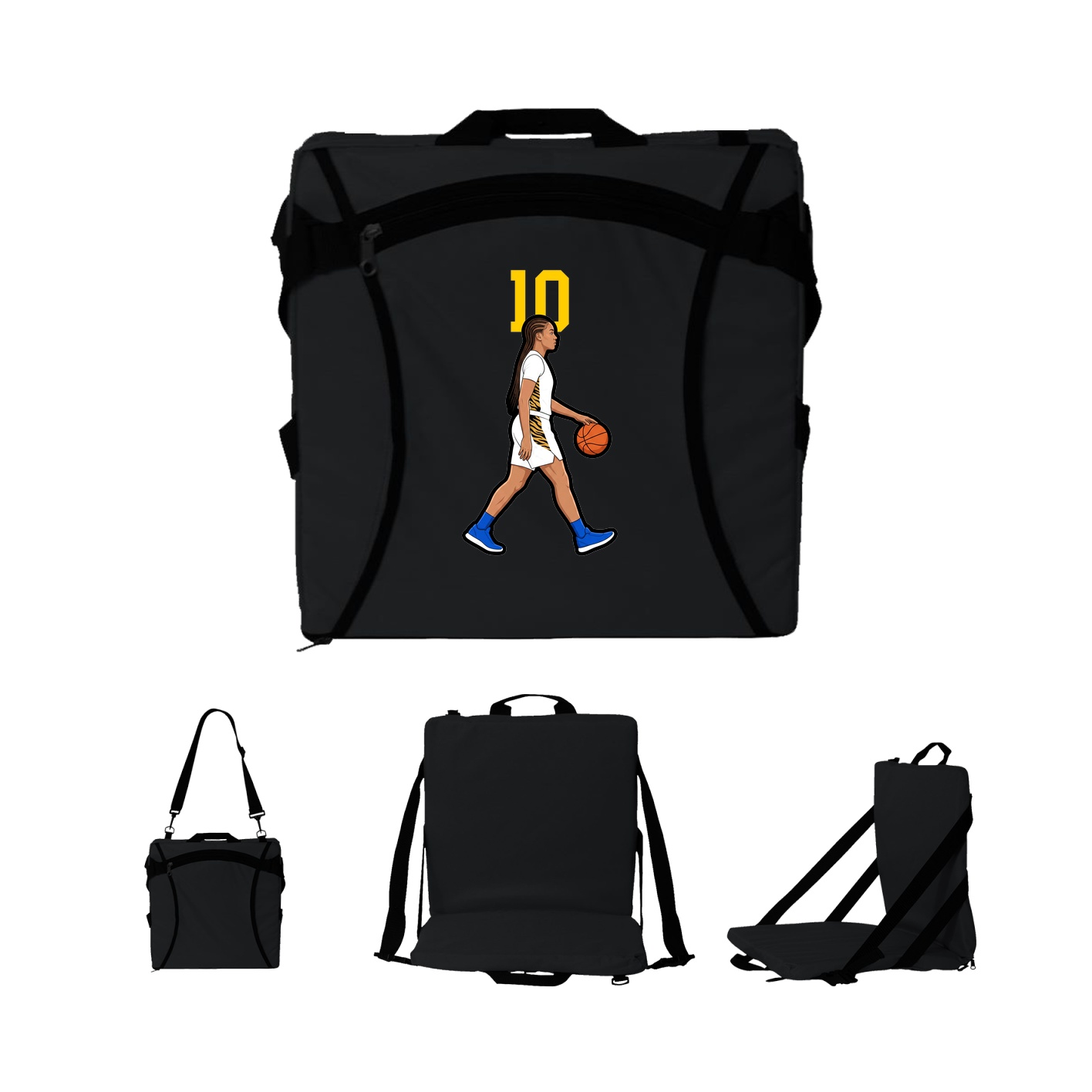 Folding Stadium Seat — Number Top in Black