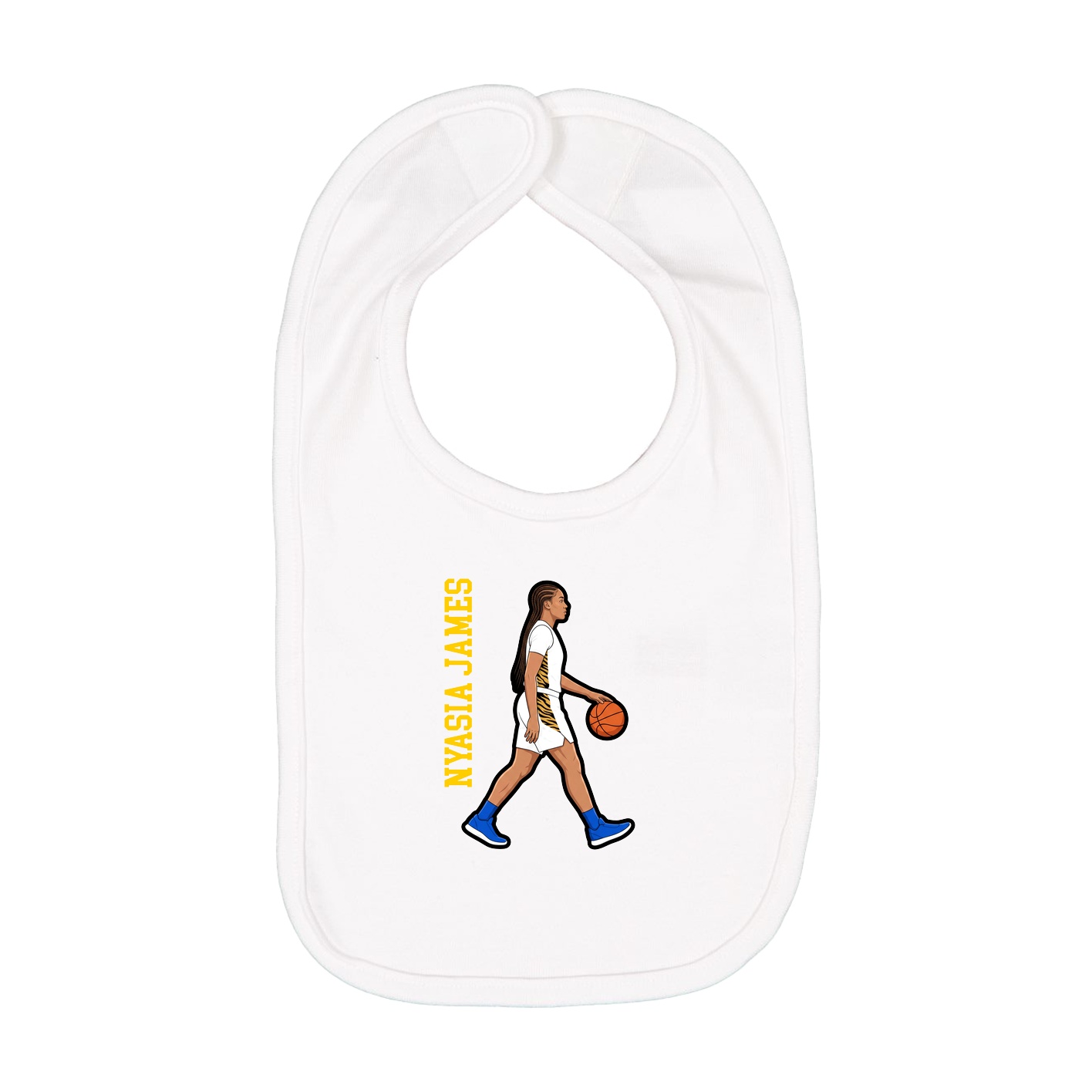 Infant Bib — Name Vertical in White