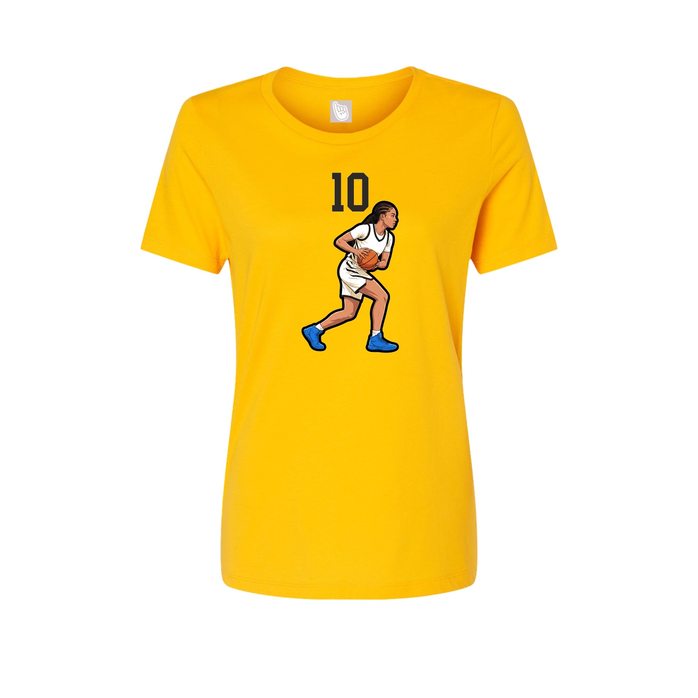 Fitted Women's Tee — Number Top in Gold