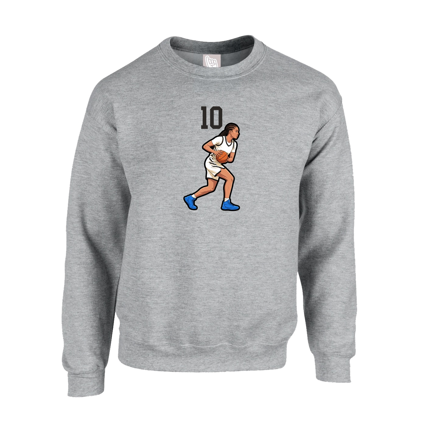 Fleece Crew — Number Top in Grey