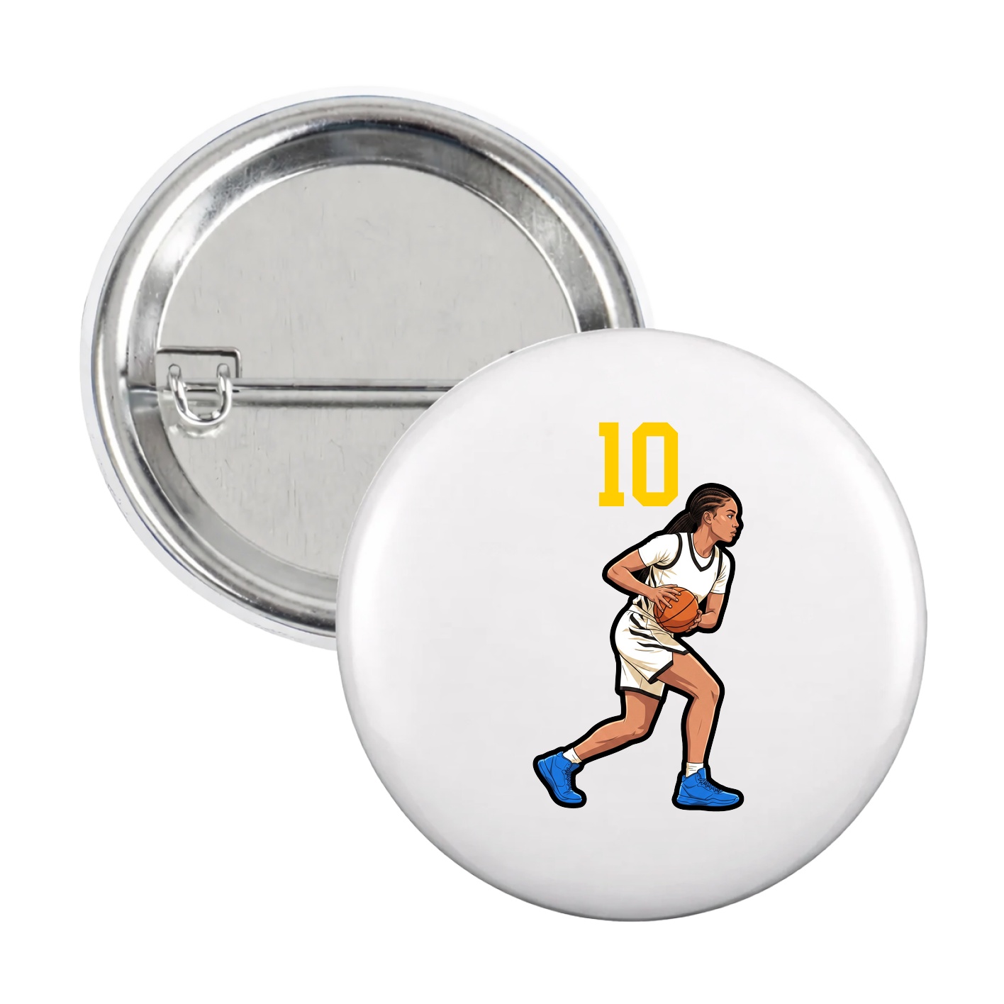 Game Day Button — Number Top in White