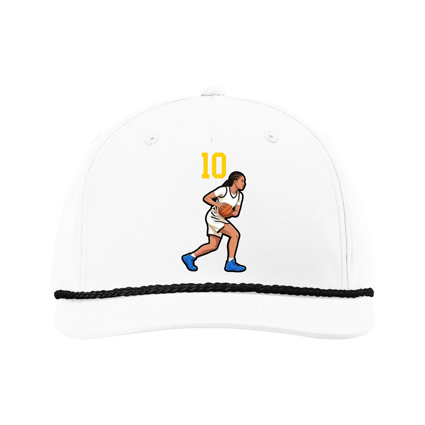 Five-Panel Classic Rope Cap — Number Top in White
