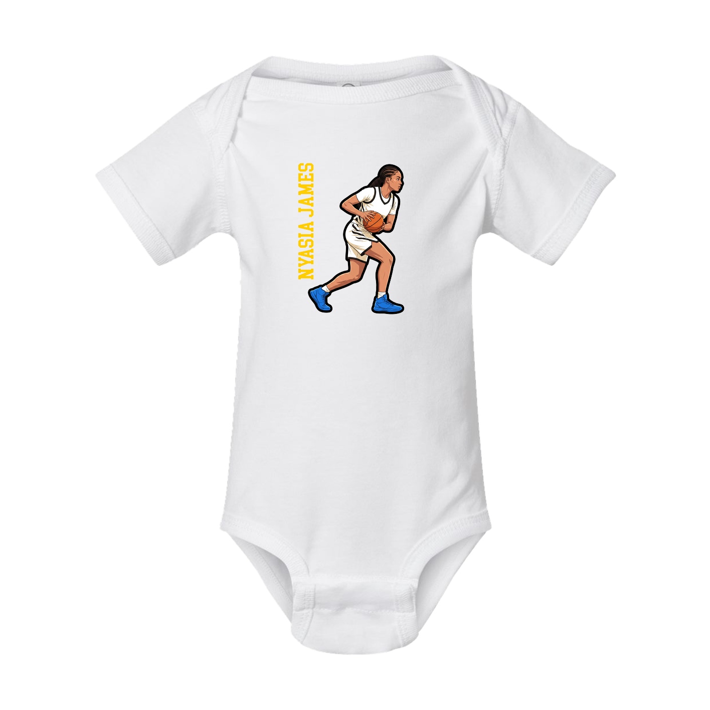 Baby Onesie — Name Vertical in White