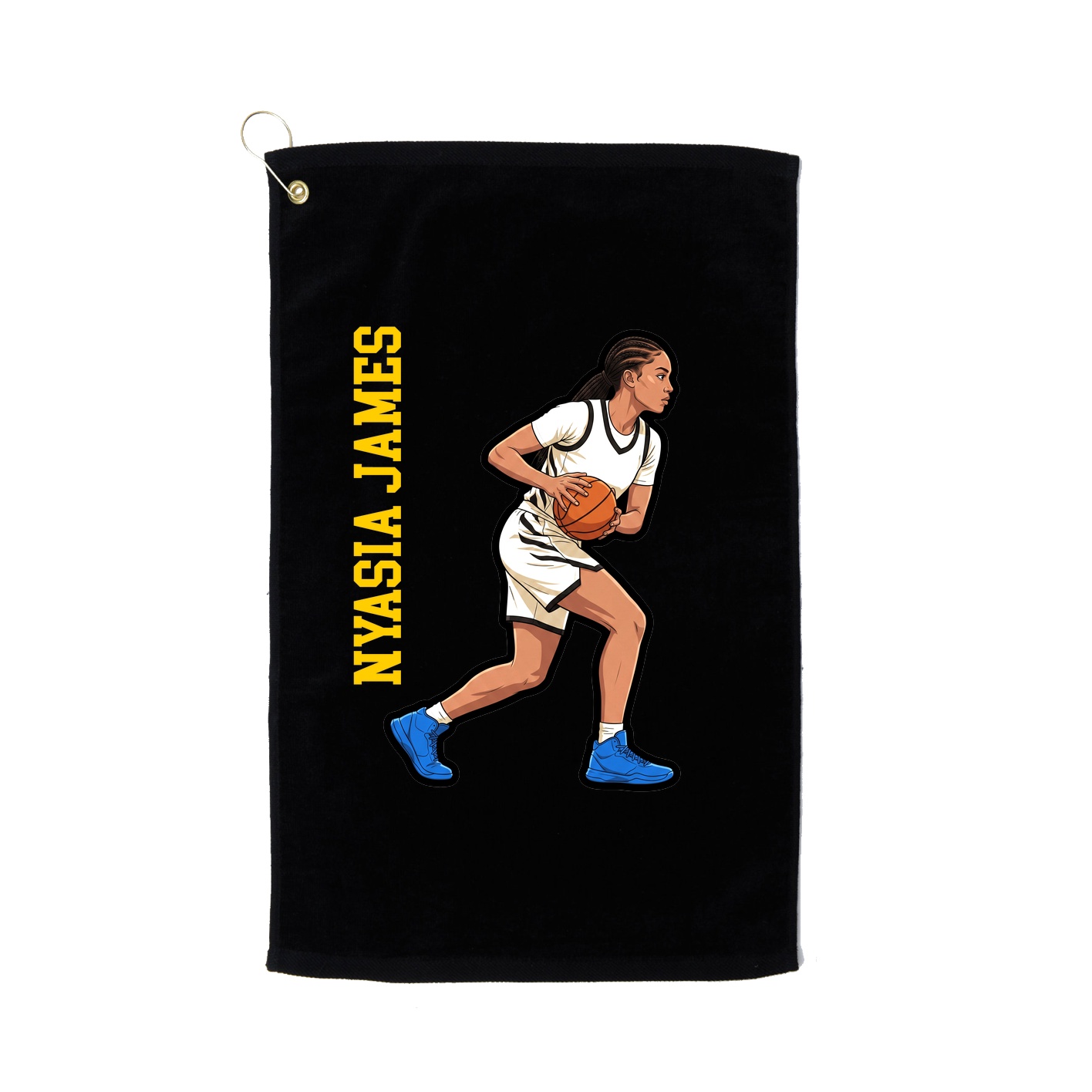 Golf Towel — Name Vertical in Black