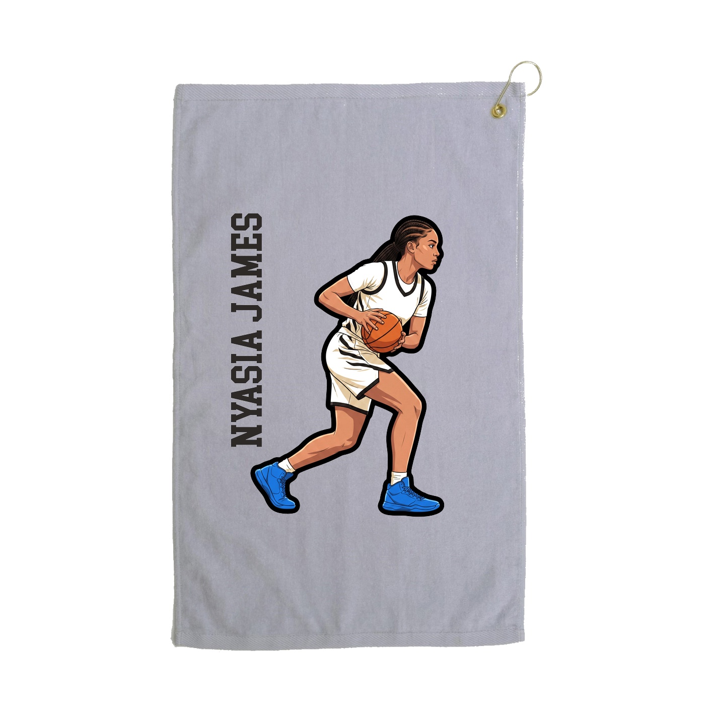 Golf Towel — Name Vertical in Grey