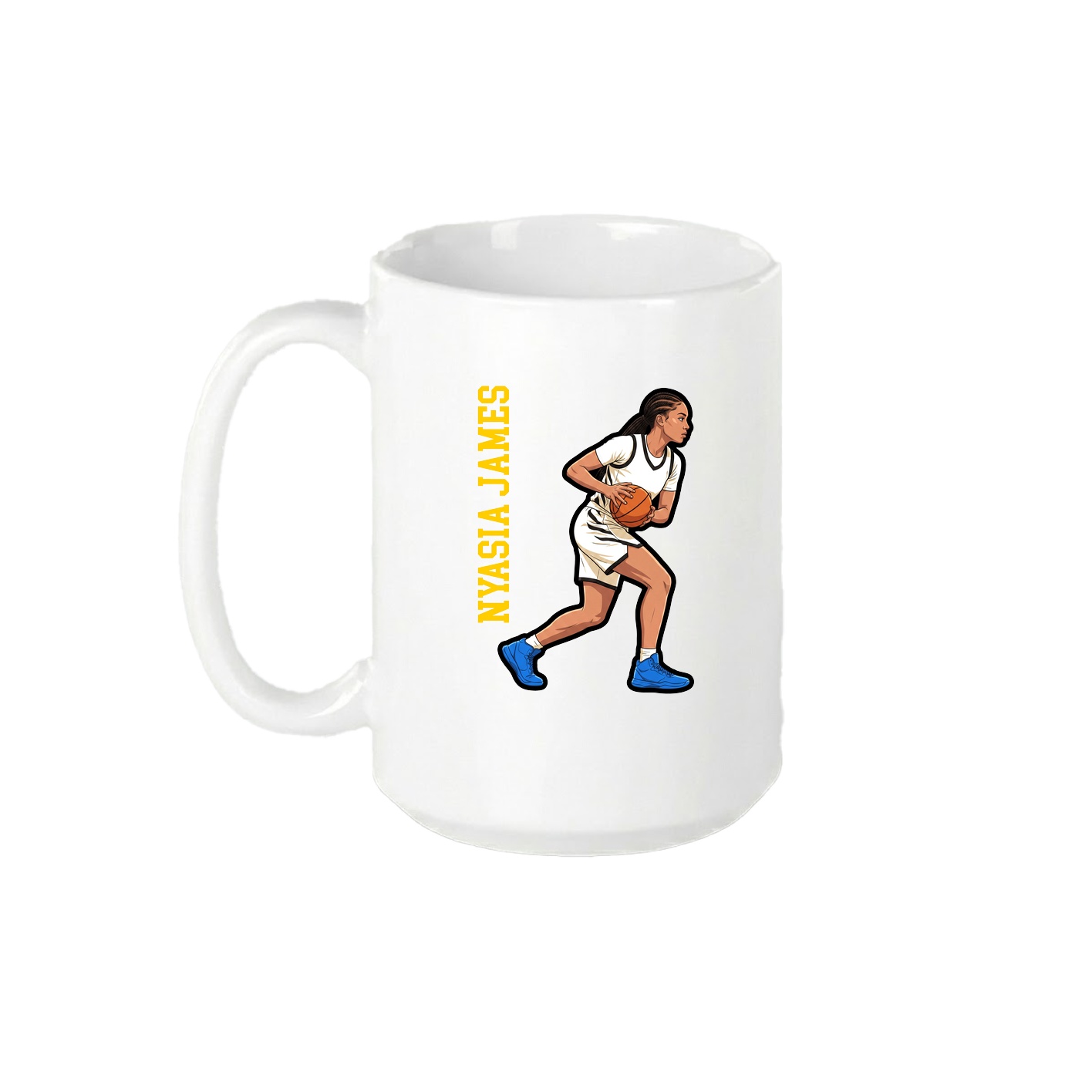 15oz Coffee Mug — Name Vertical in White
