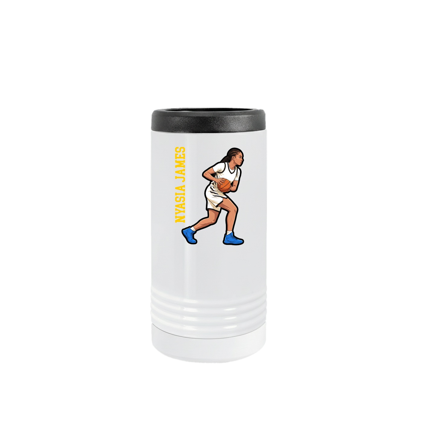 Slim Beverage Holder — Name Vertical in White