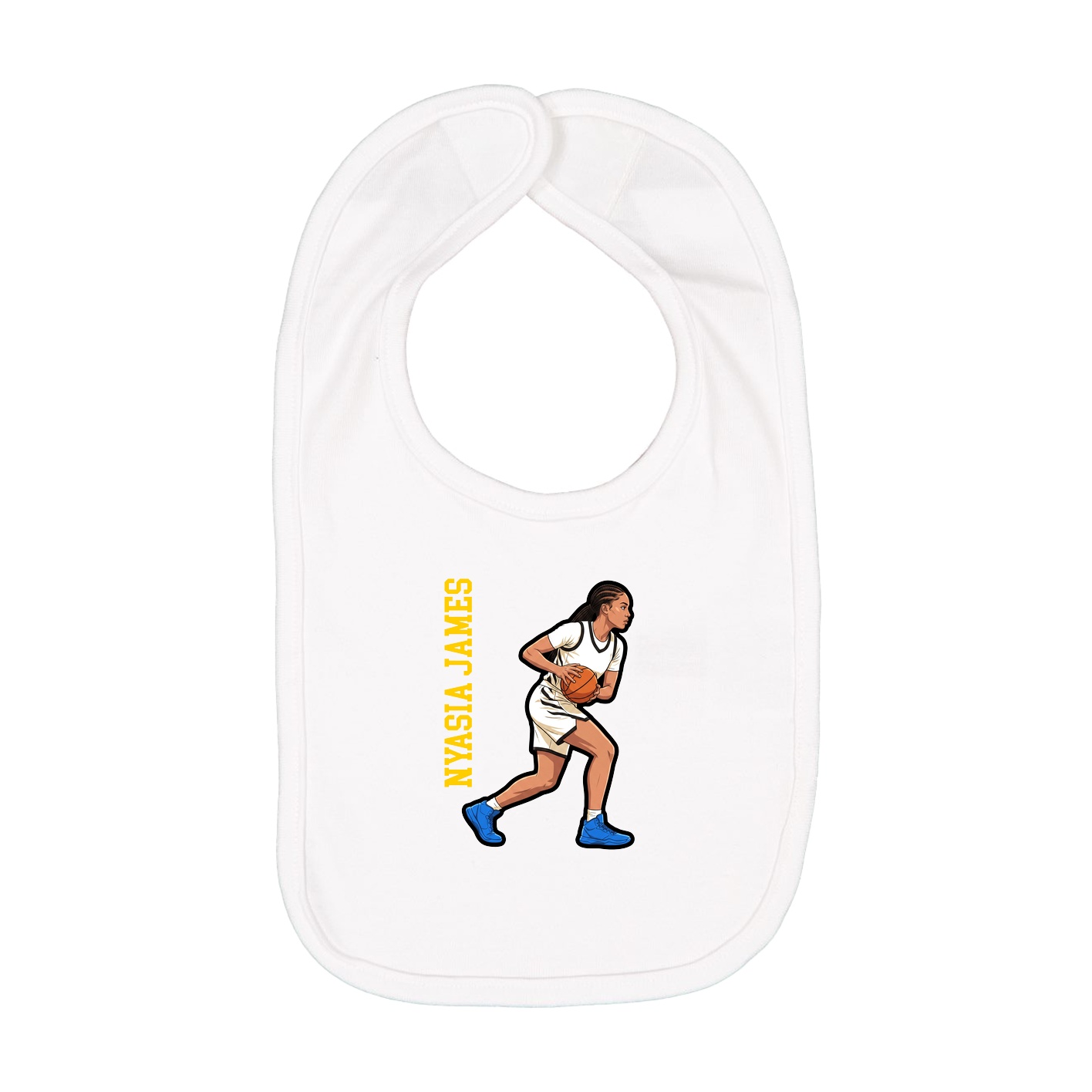 Infant Bib — Name Vertical in White
