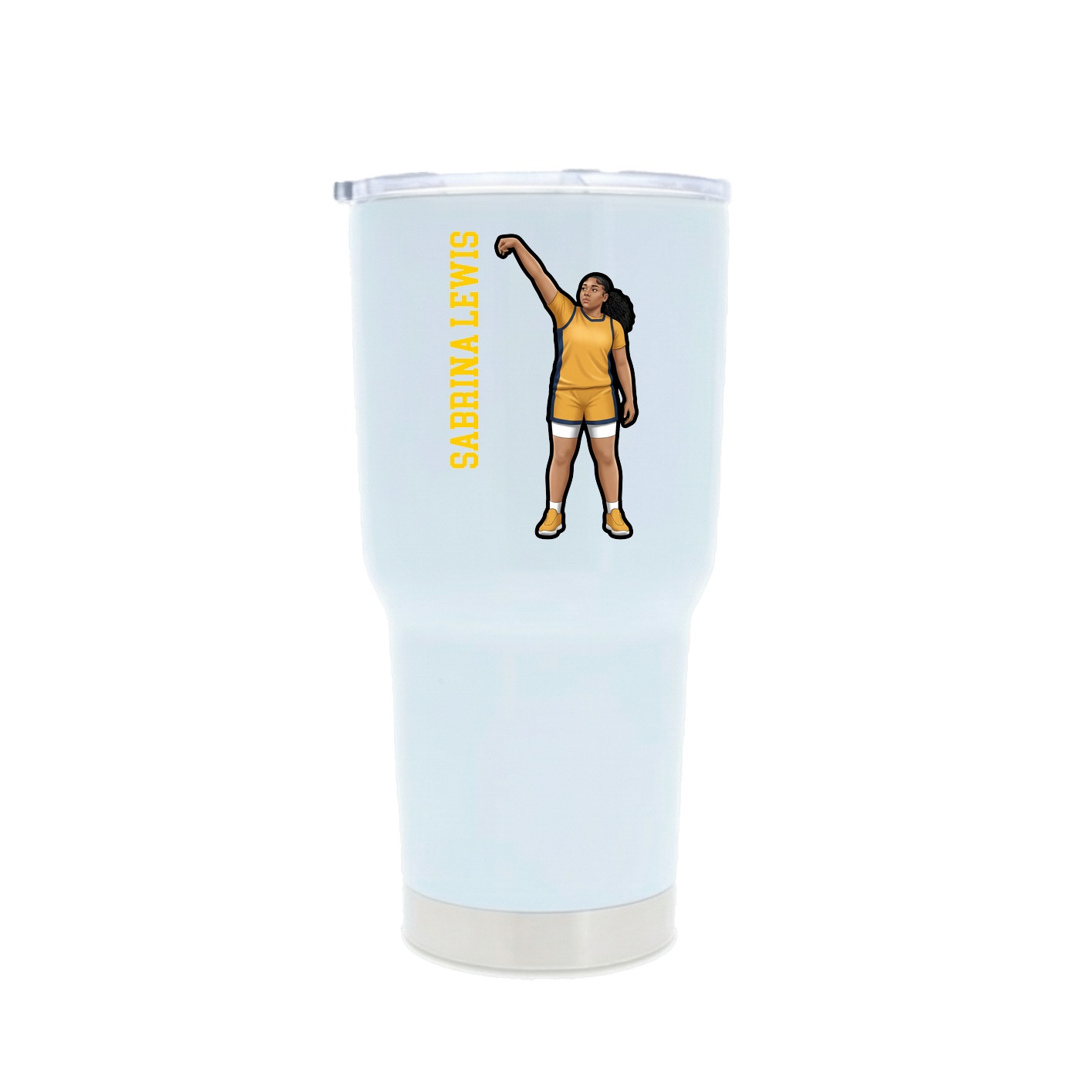 30oz Stainless Steel Tumbler — Name Vertical in White