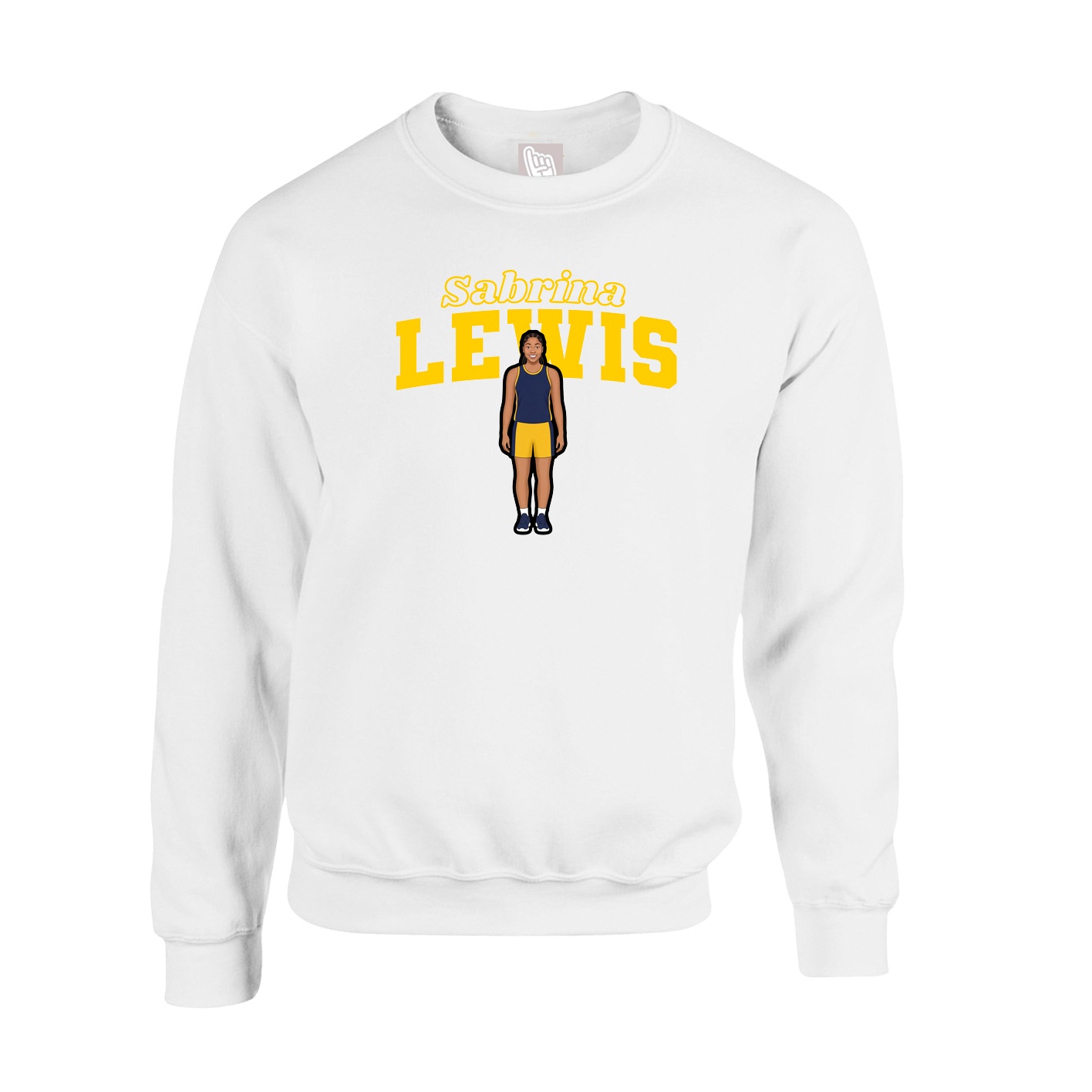 Fleece Crew — Name Arch in White