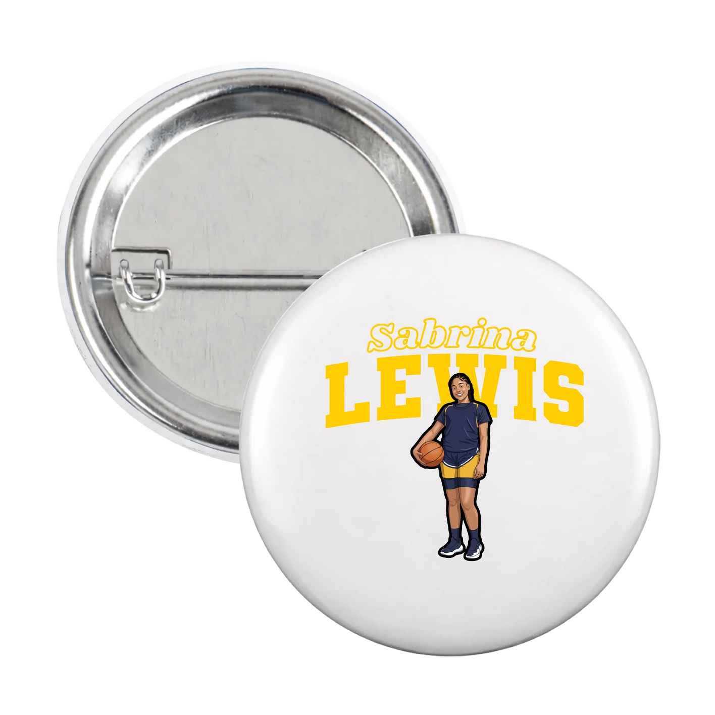 Game Day Button — Name Arch in White