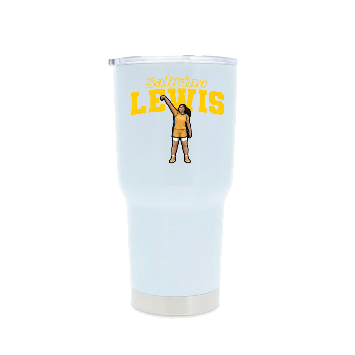 30oz Stainless Steel Tumbler — Name Arch in White