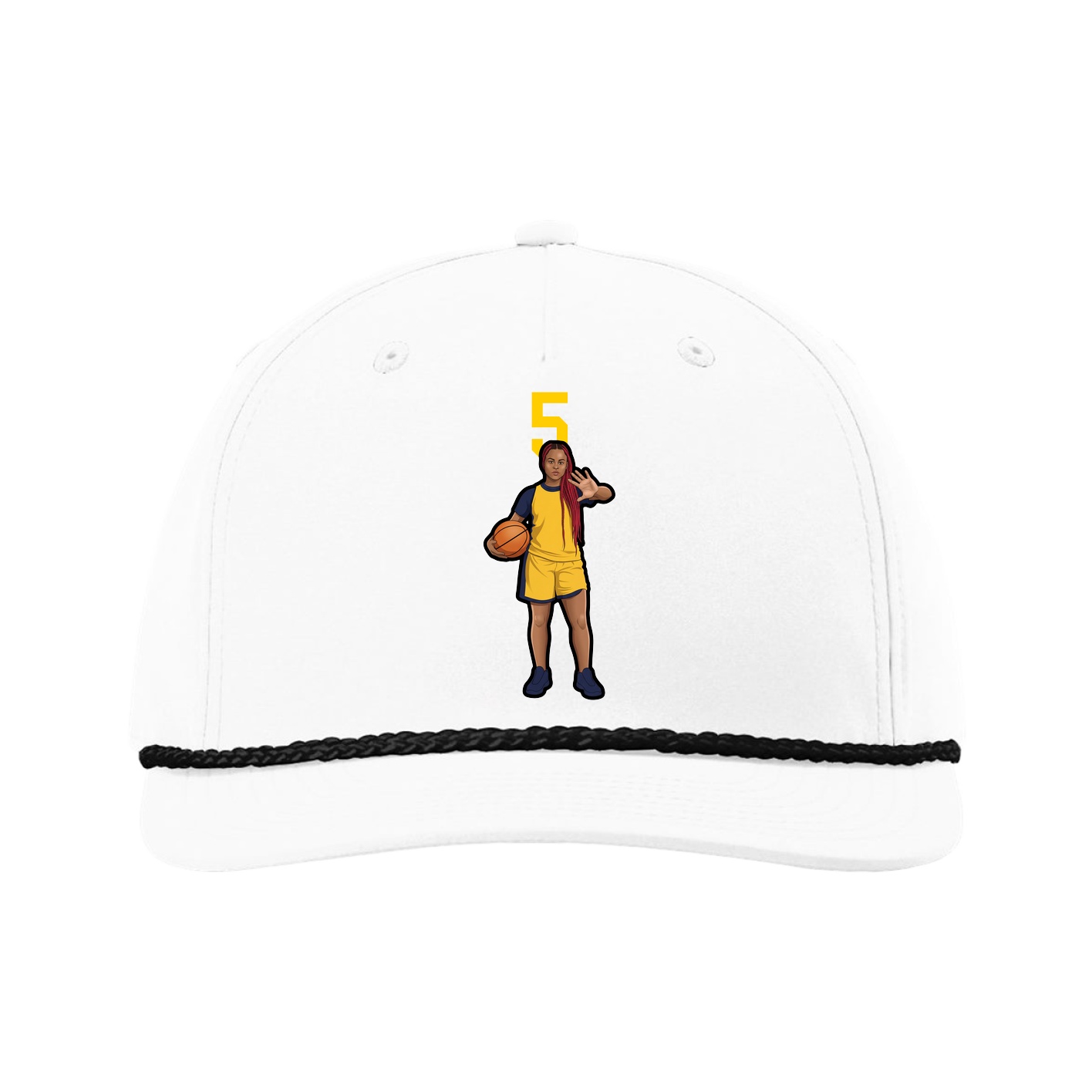 Five-Panel Classic Rope Cap — Number Top in White