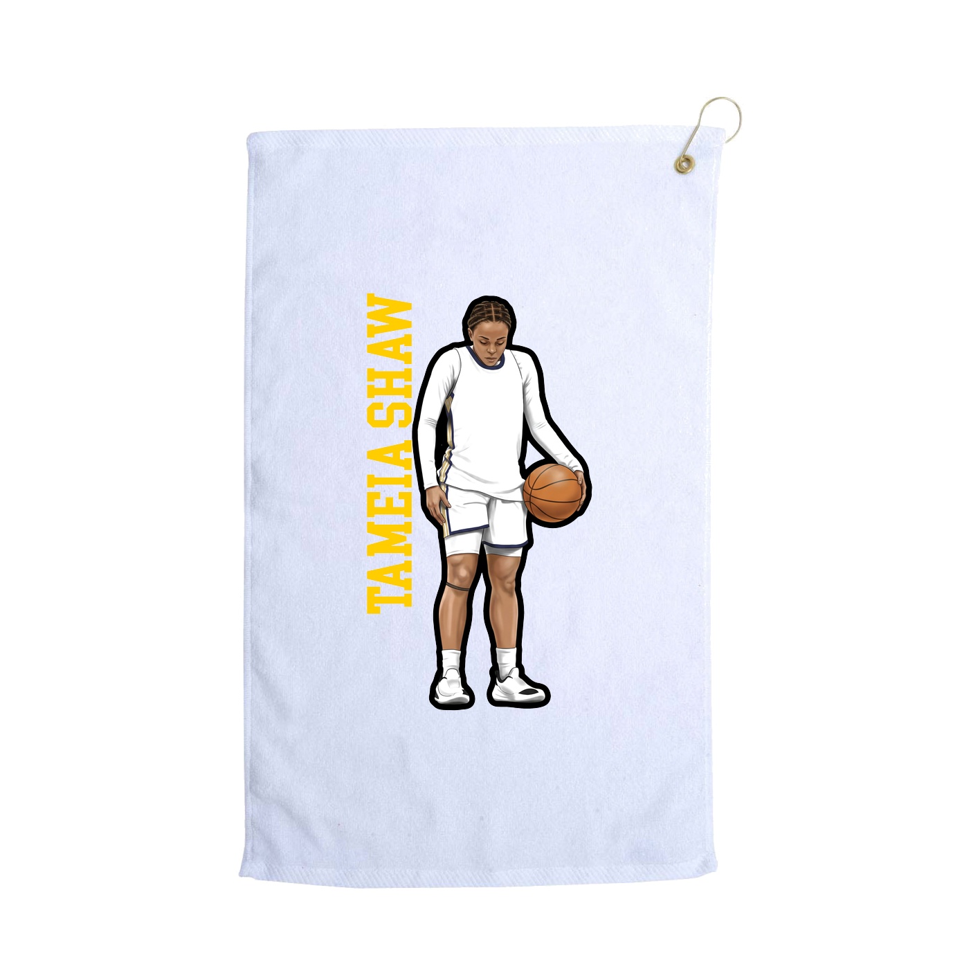 Golf Towel — Name Vertical in White