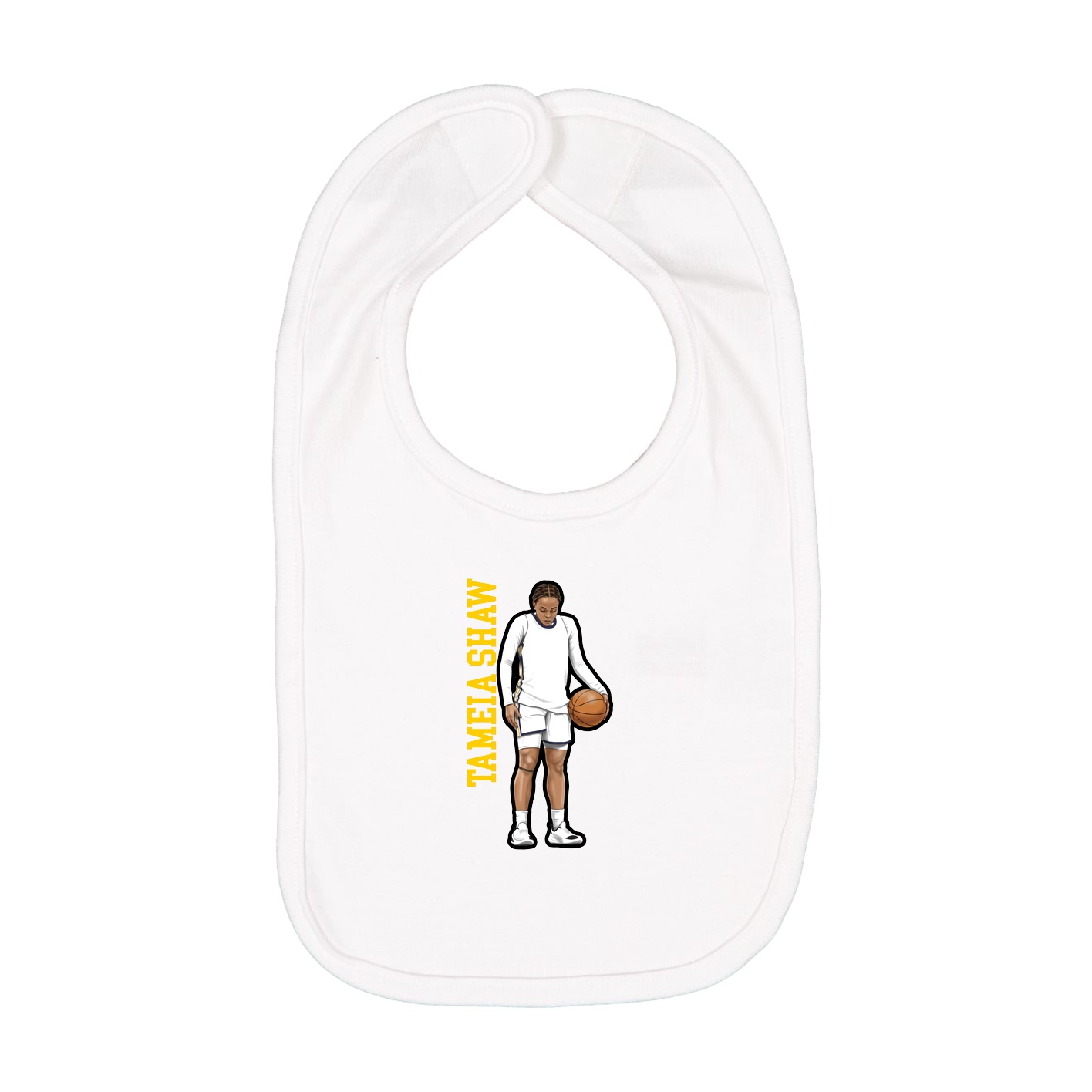 Infant Bib — Name Vertical in White