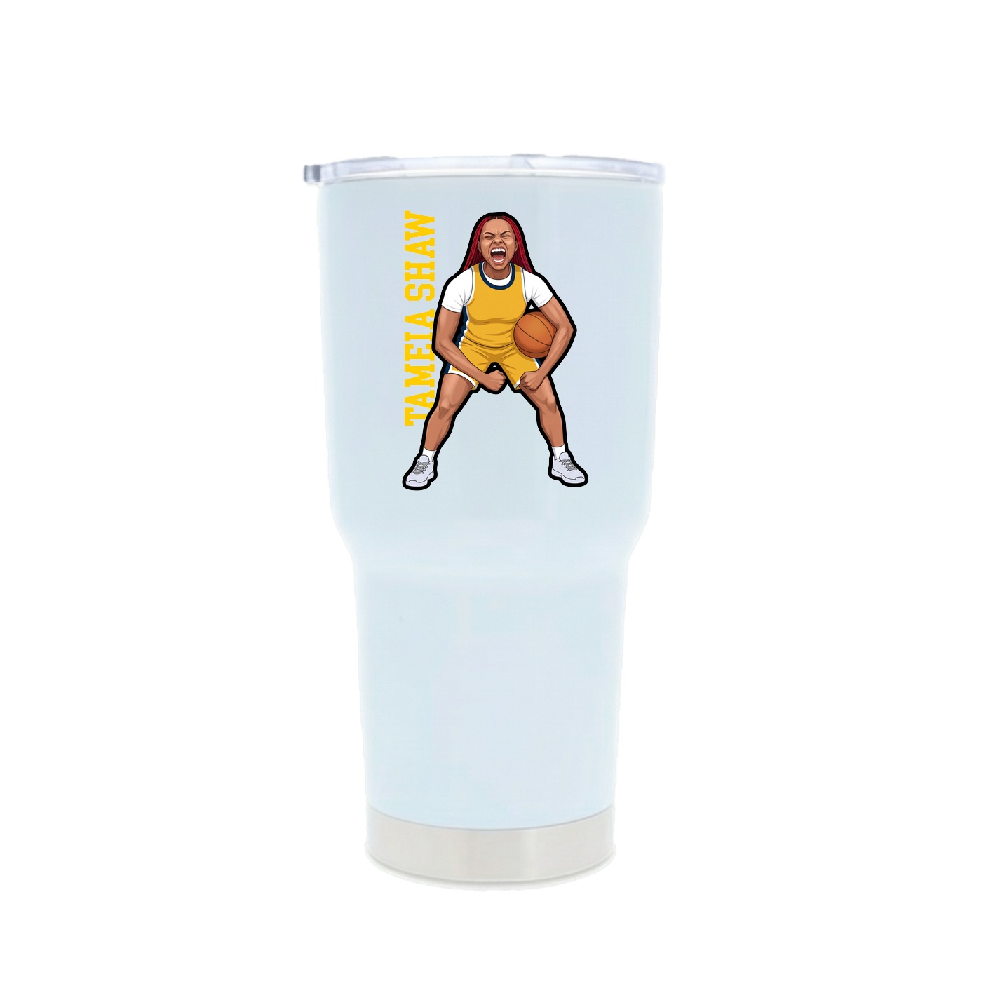 30oz Stainless Steel Tumbler — Name Vertical in White