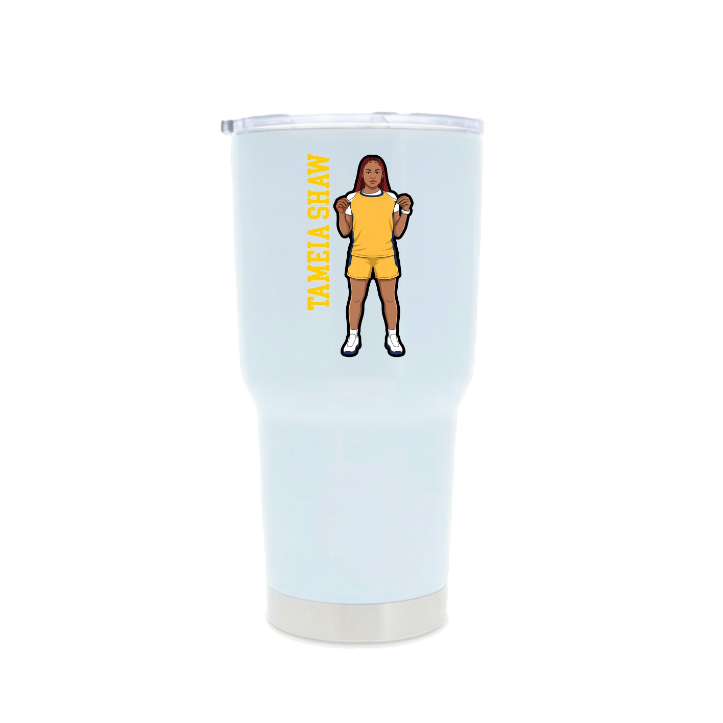 30oz Stainless Steel Tumbler — Name Vertical in White
