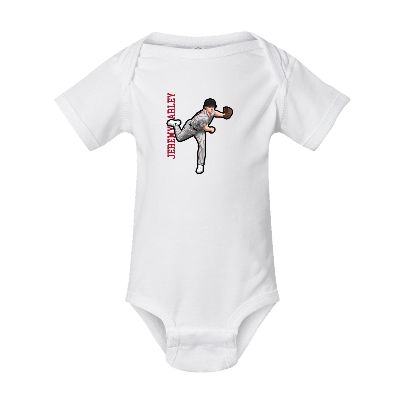Baby Onesie — Name Vertical in White