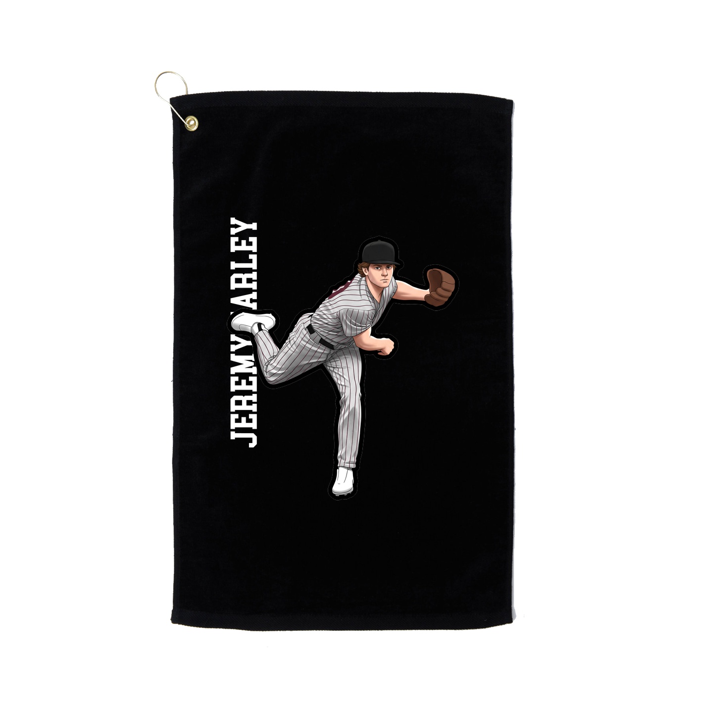 Golf Towel — Name Vertical in Black