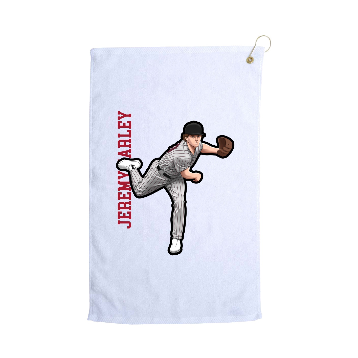 Golf Towel — Name Vertical in White
