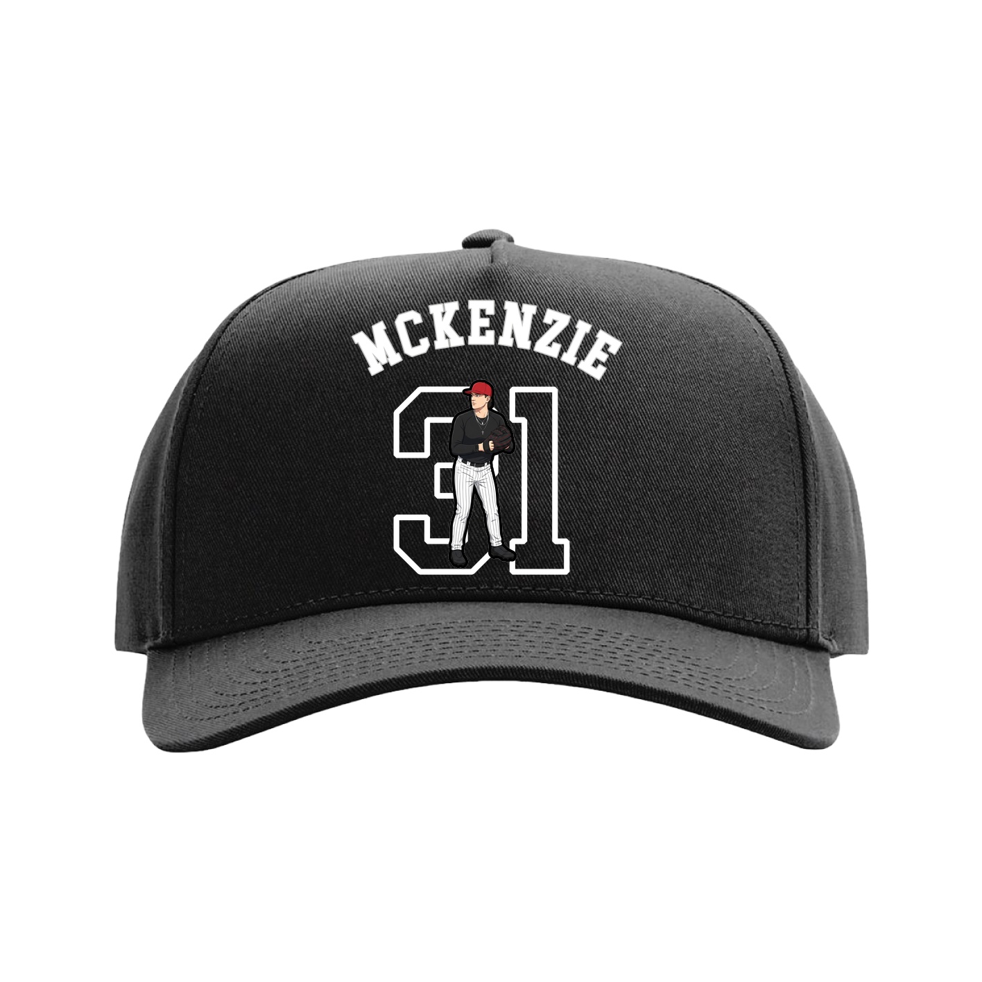 Full Fabric Five-Panel Champ Cap — Shirsey Arch in Black
