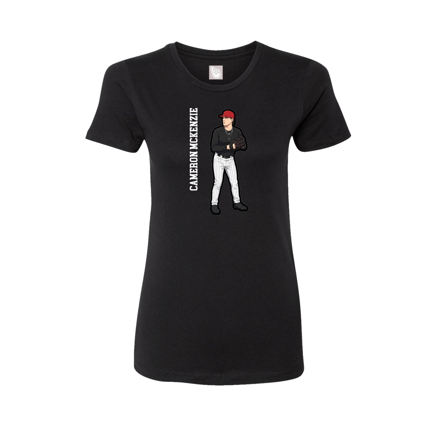 Womens Tee — Name Vertical in Black