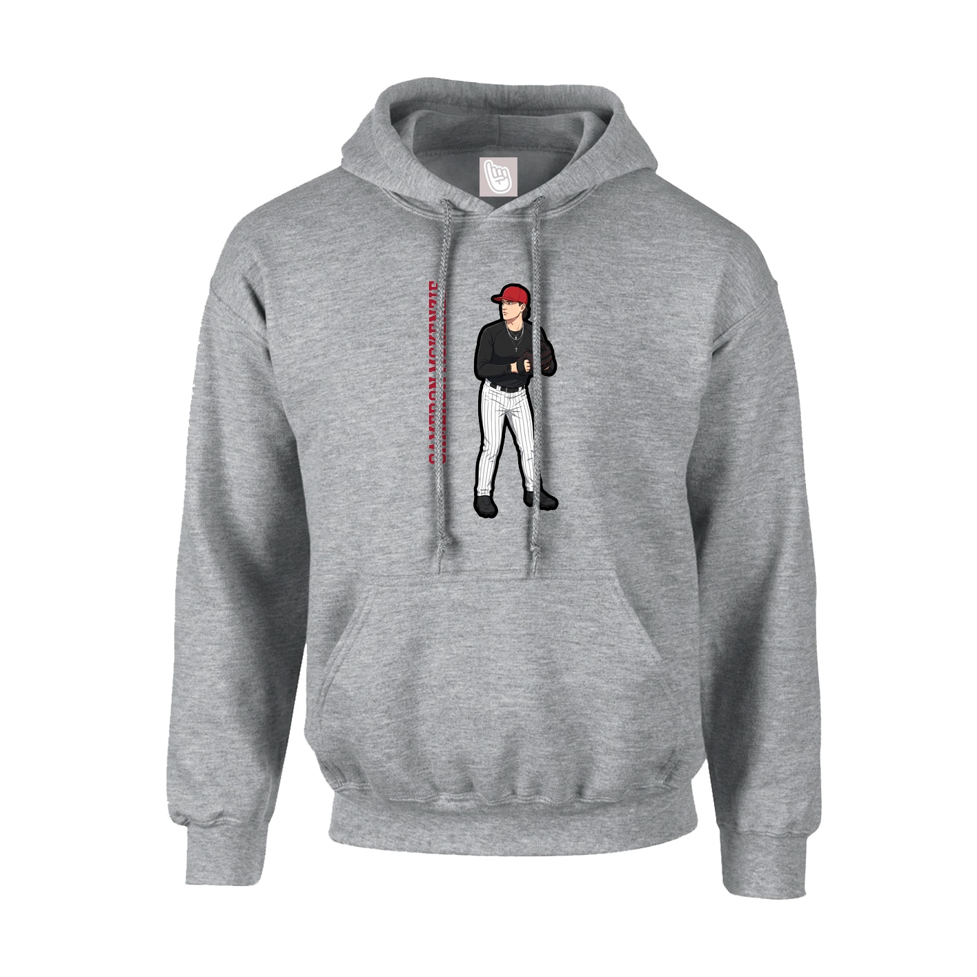 Youth Hoodie — Name Vertical in Grey