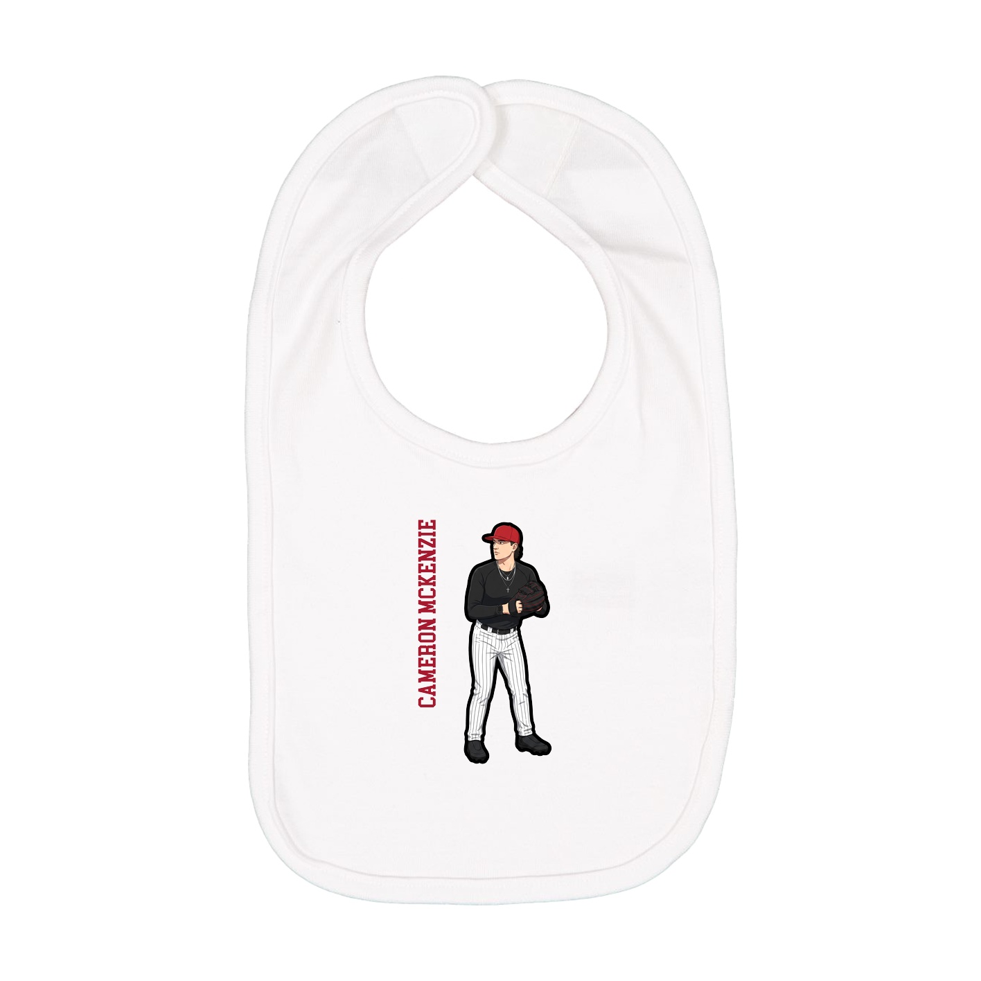 Infant Bib — Name Vertical in White